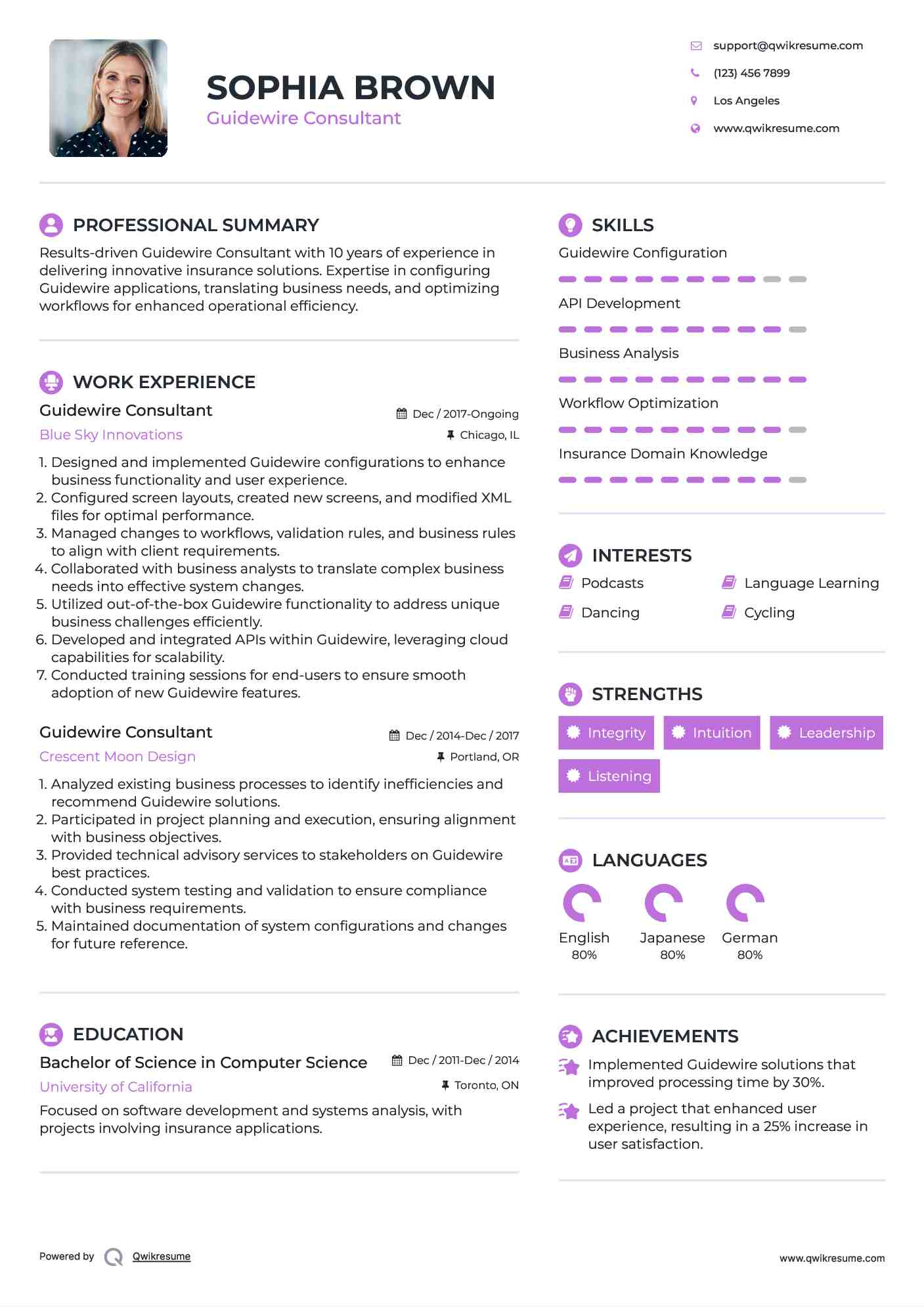 Guidewire Consultant Resume Sample