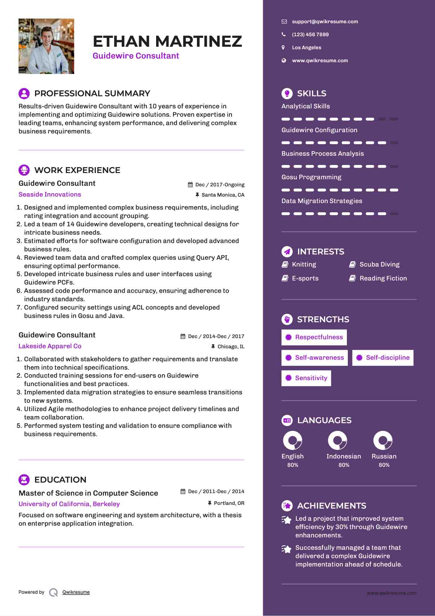 Guidewire Consultant Resume Model