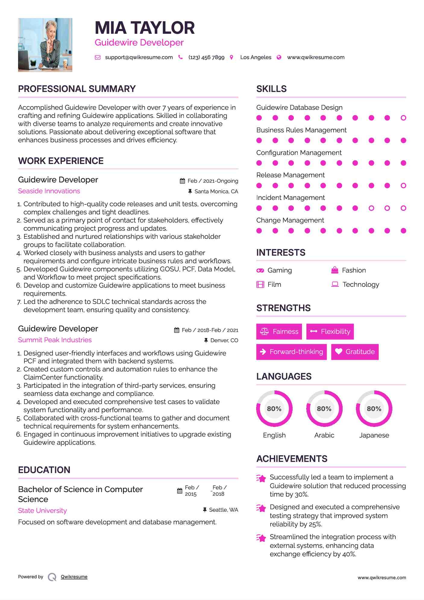 Guidewire Developer Resume Format