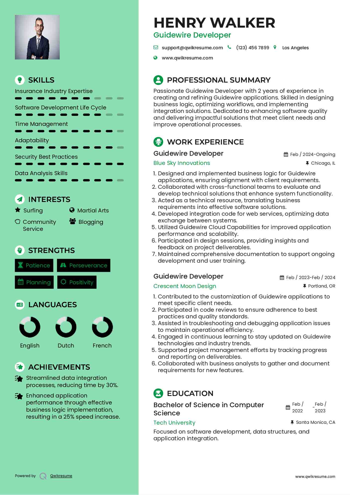 Guidewire Developer Resume Model