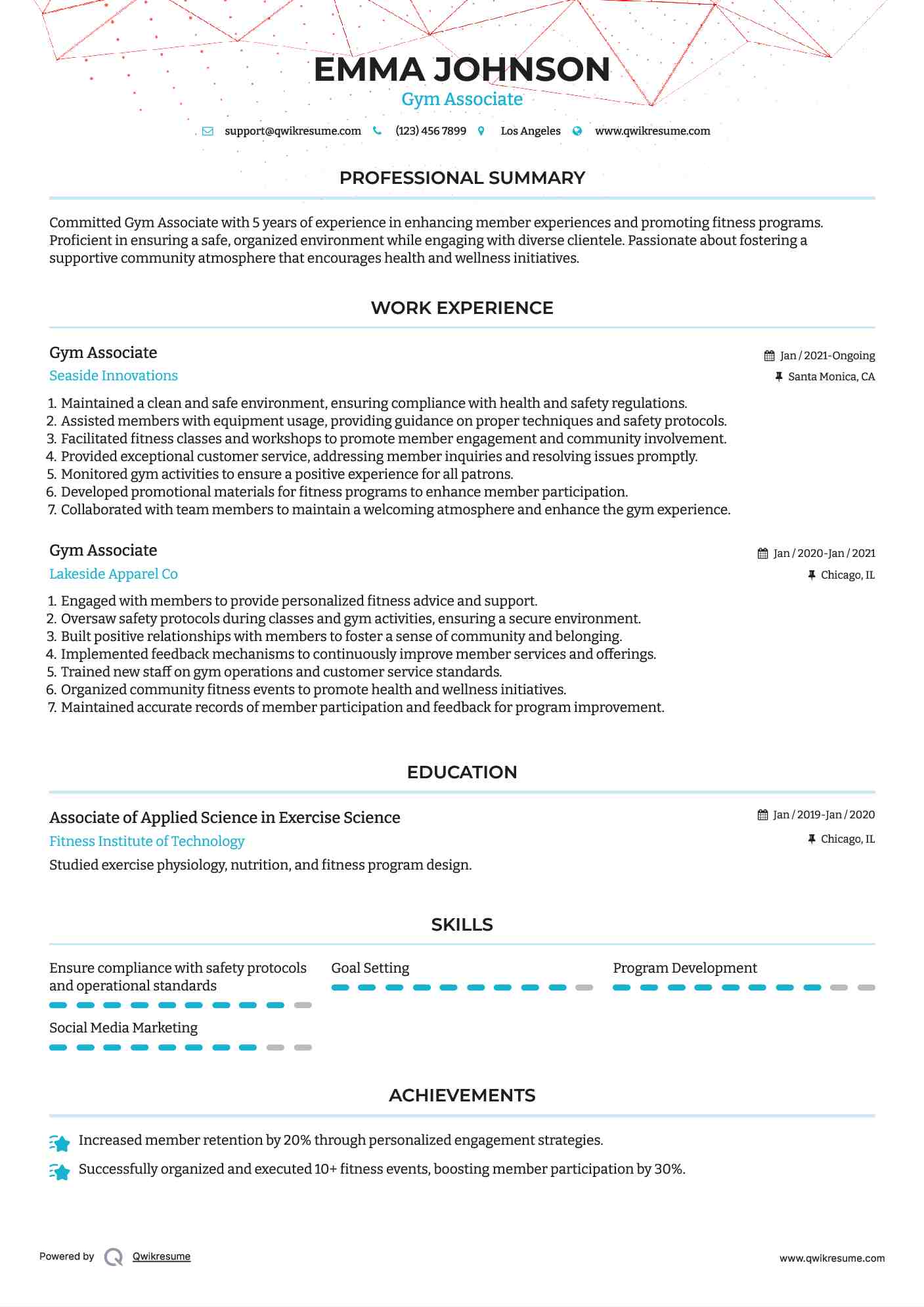 Gym Associate Resume Template