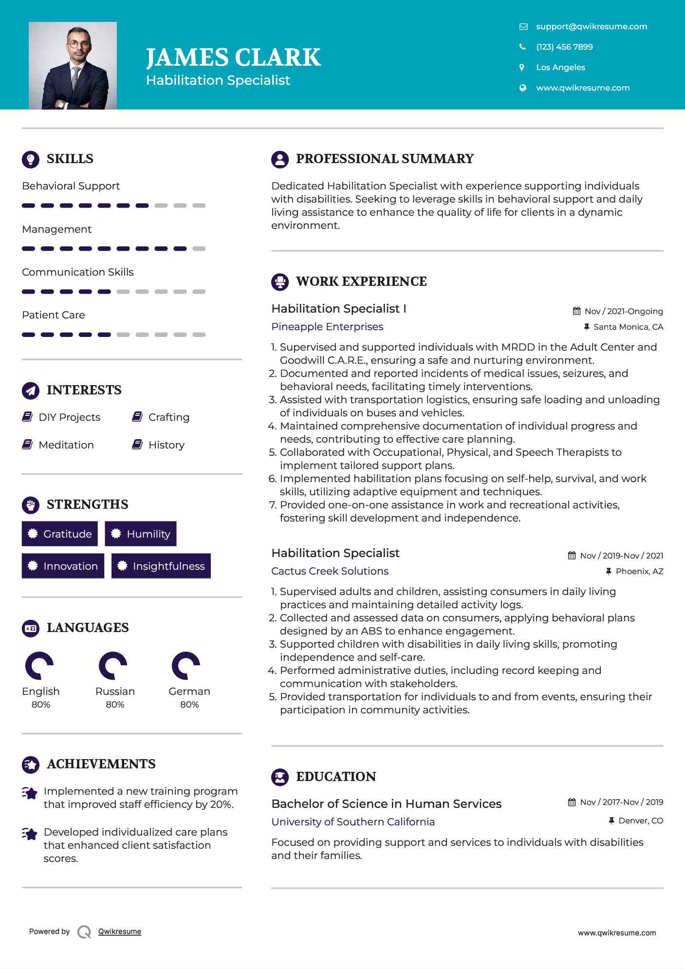 Habilitation Specialist I Resume Sample