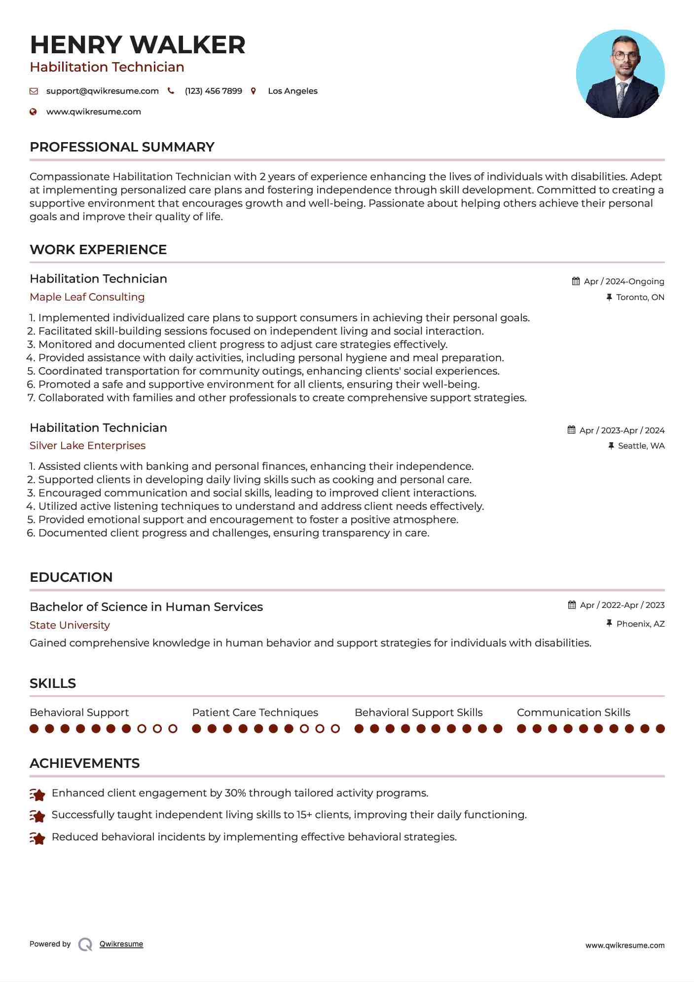 Habilitation Technician Resume Template
