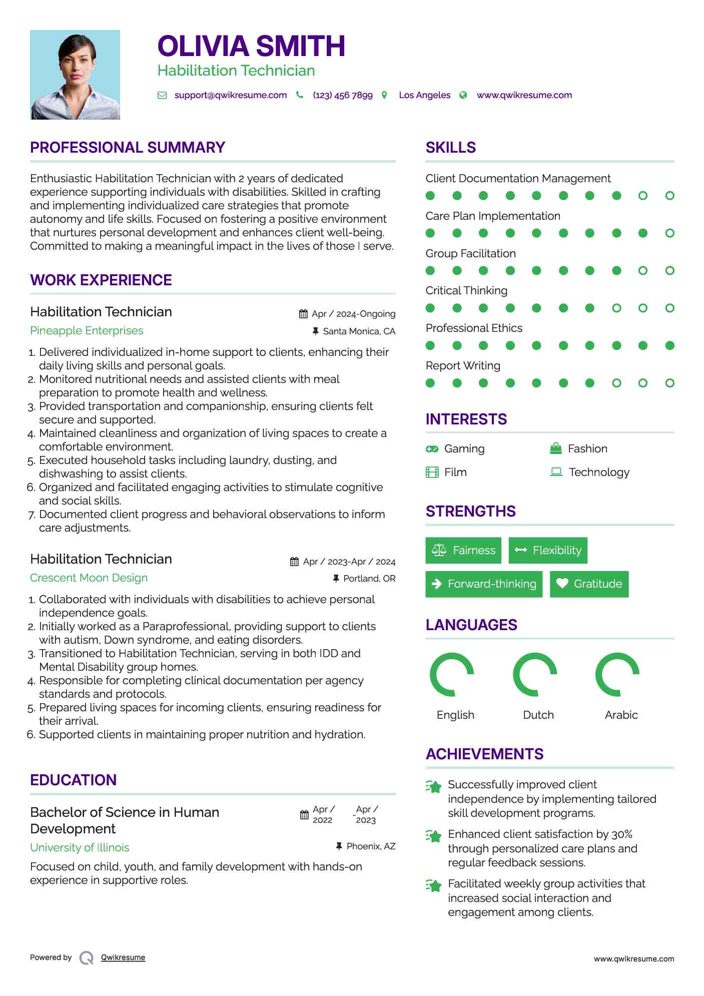 Habilitation Technician Resume Example