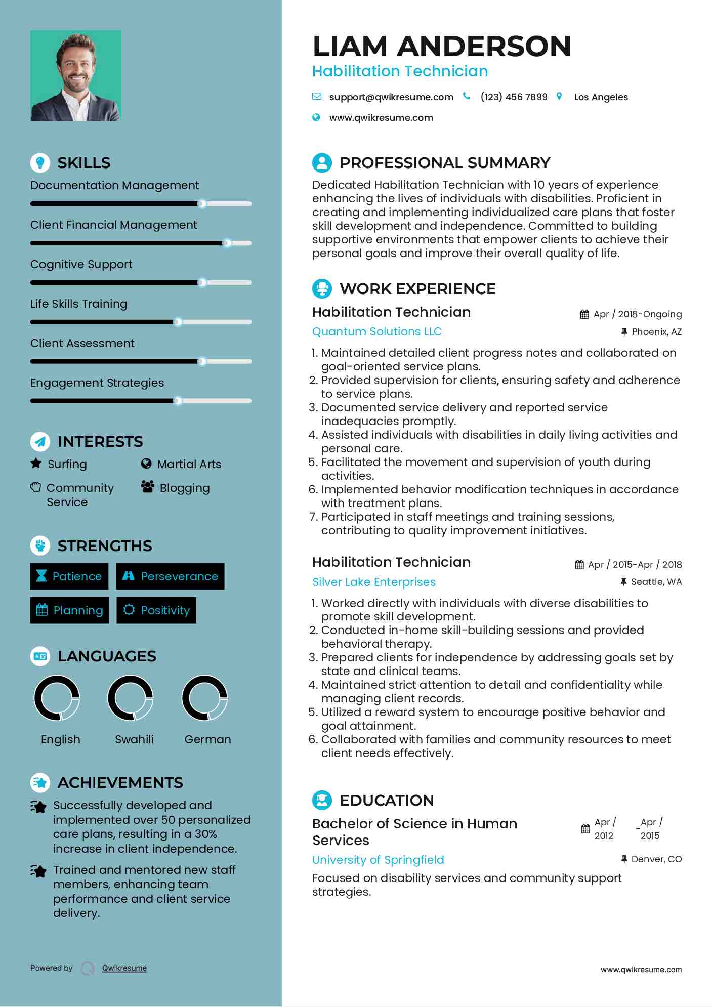 Habilitation Technician Resume Sample