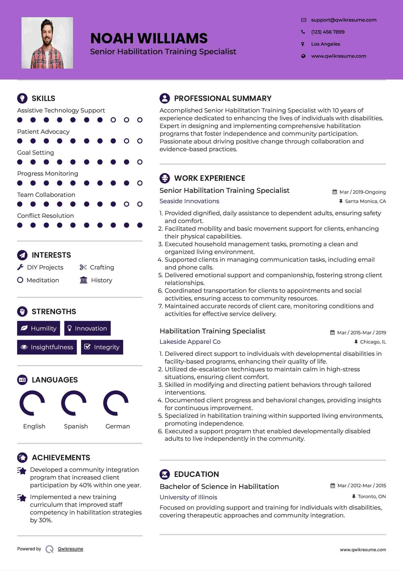 Senior Habilitation Training Specialist Resume Format