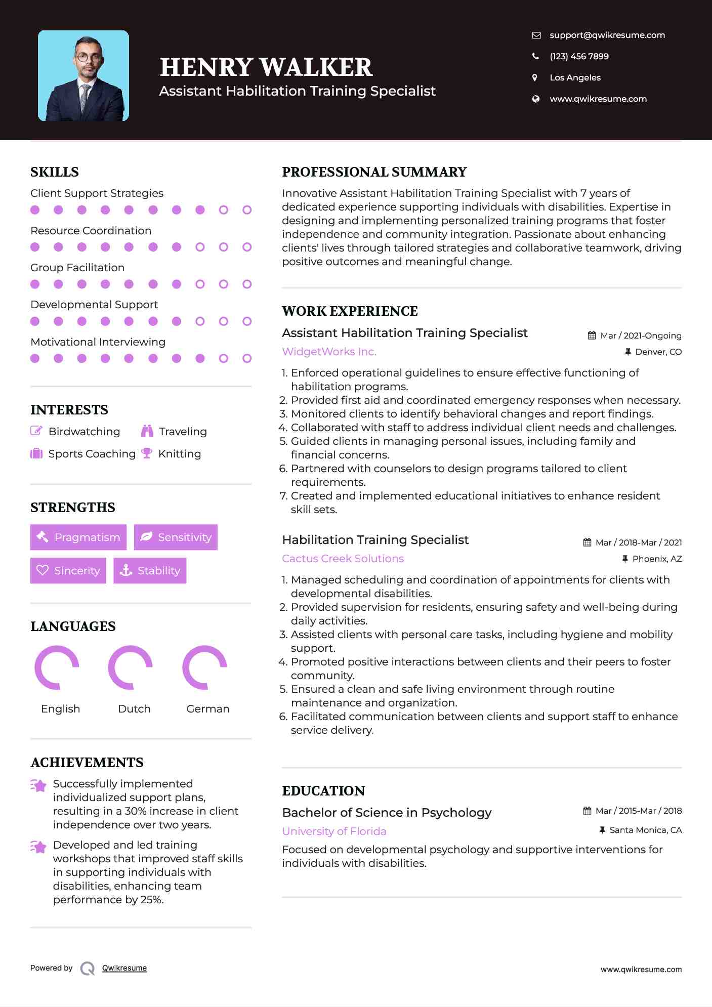 Assistant Habilitation Training Specialist Resume Format