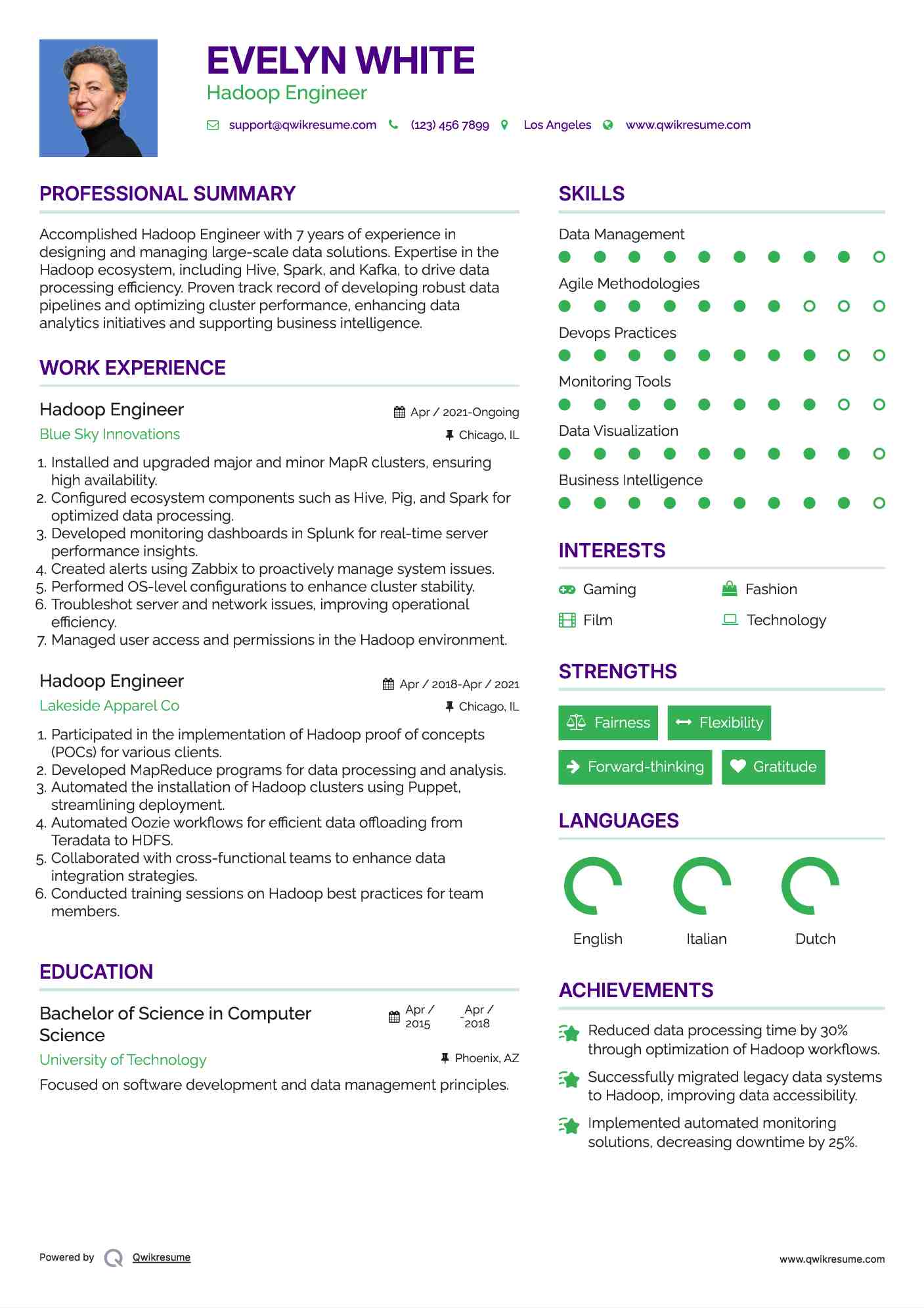 Hadoop Engineer Resume Model