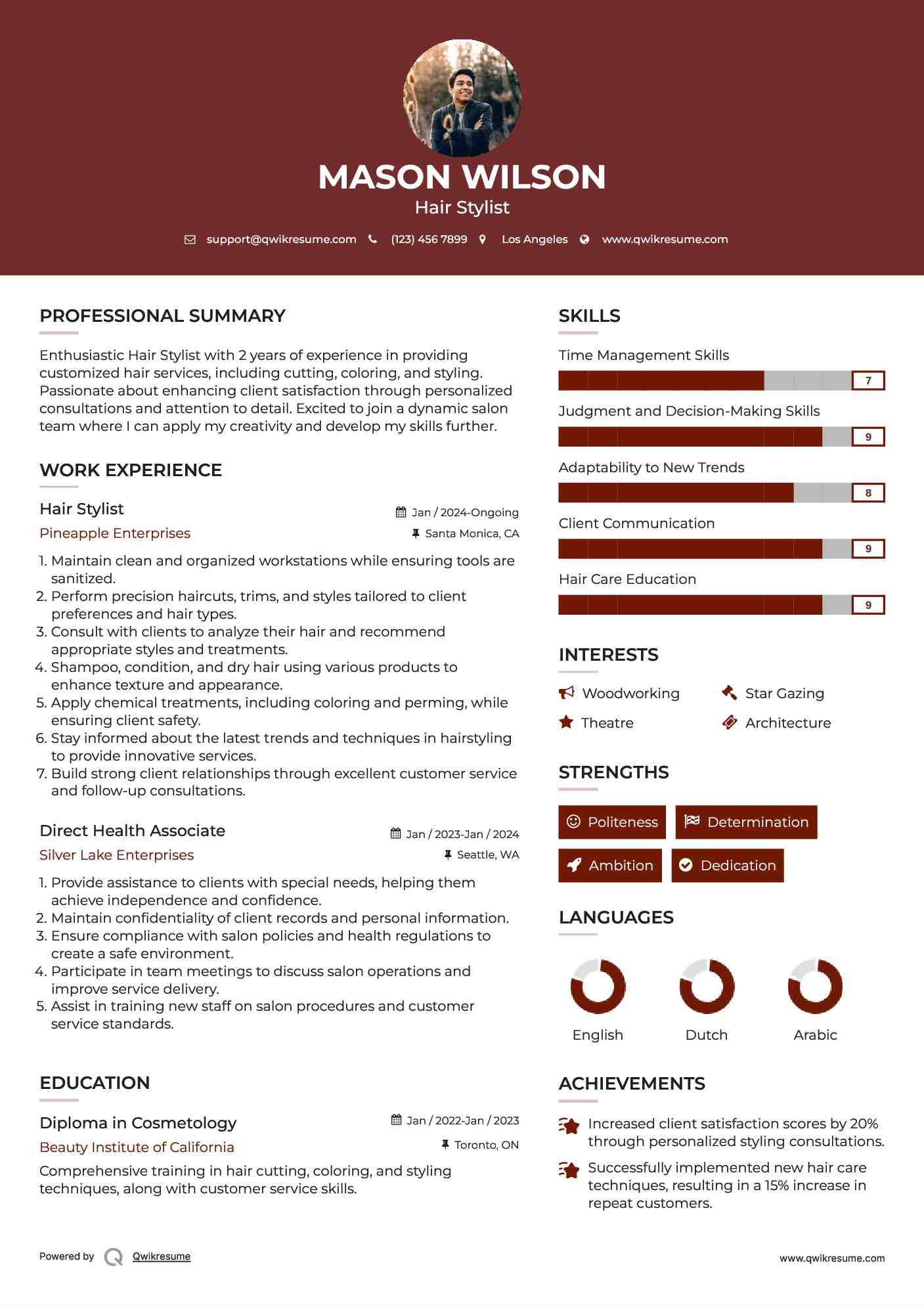 Hair Stylist Resume Template