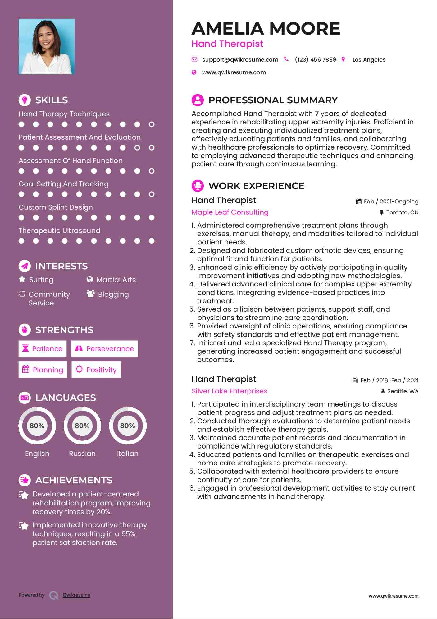 Hand Therapist Resume Example