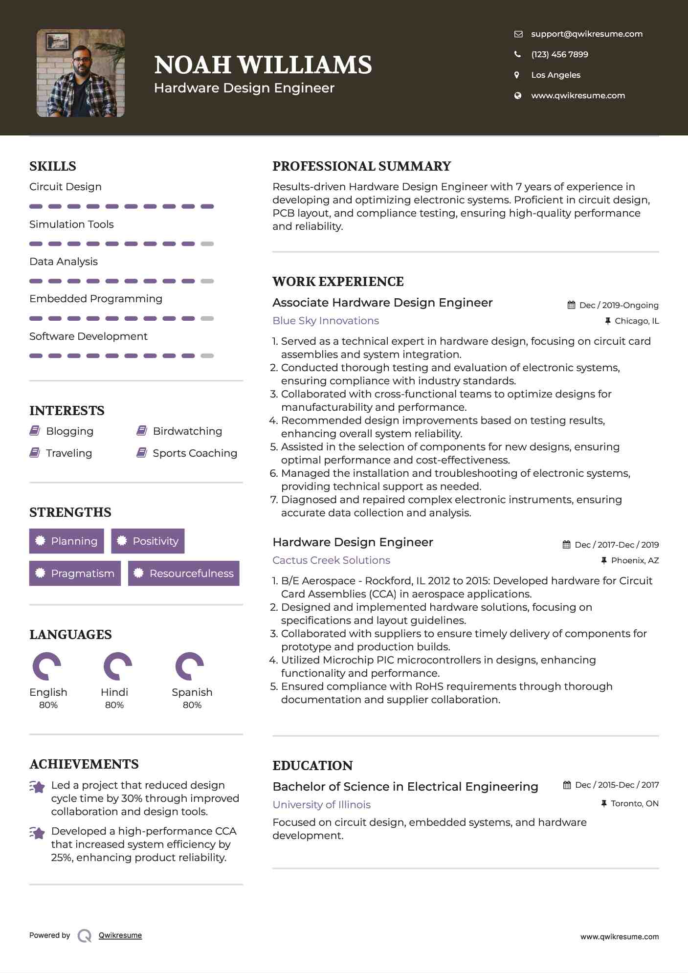 Associate Hardware Design Engineer Resume Sample