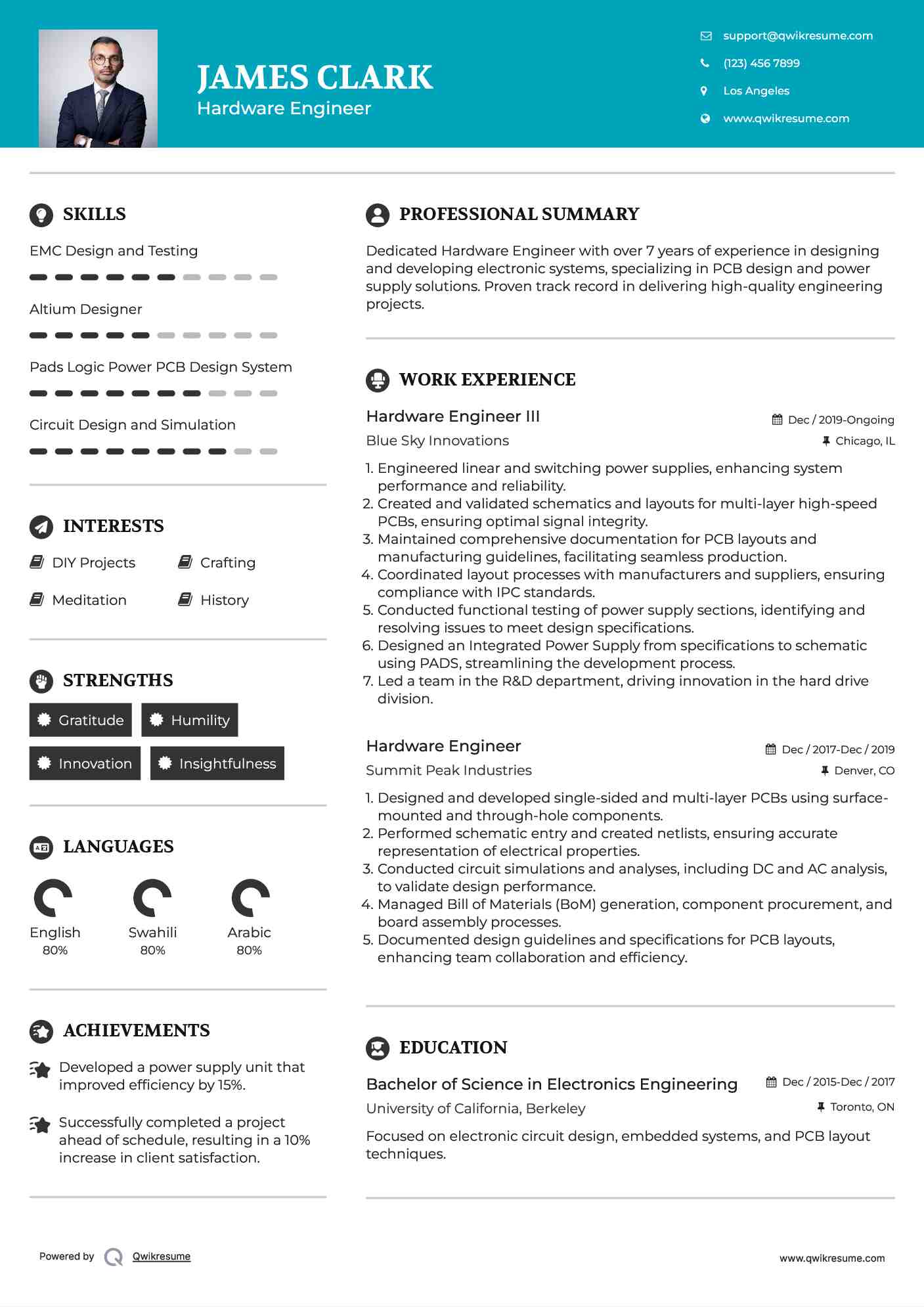 Hardware Engineer Resume Samples QwikResume