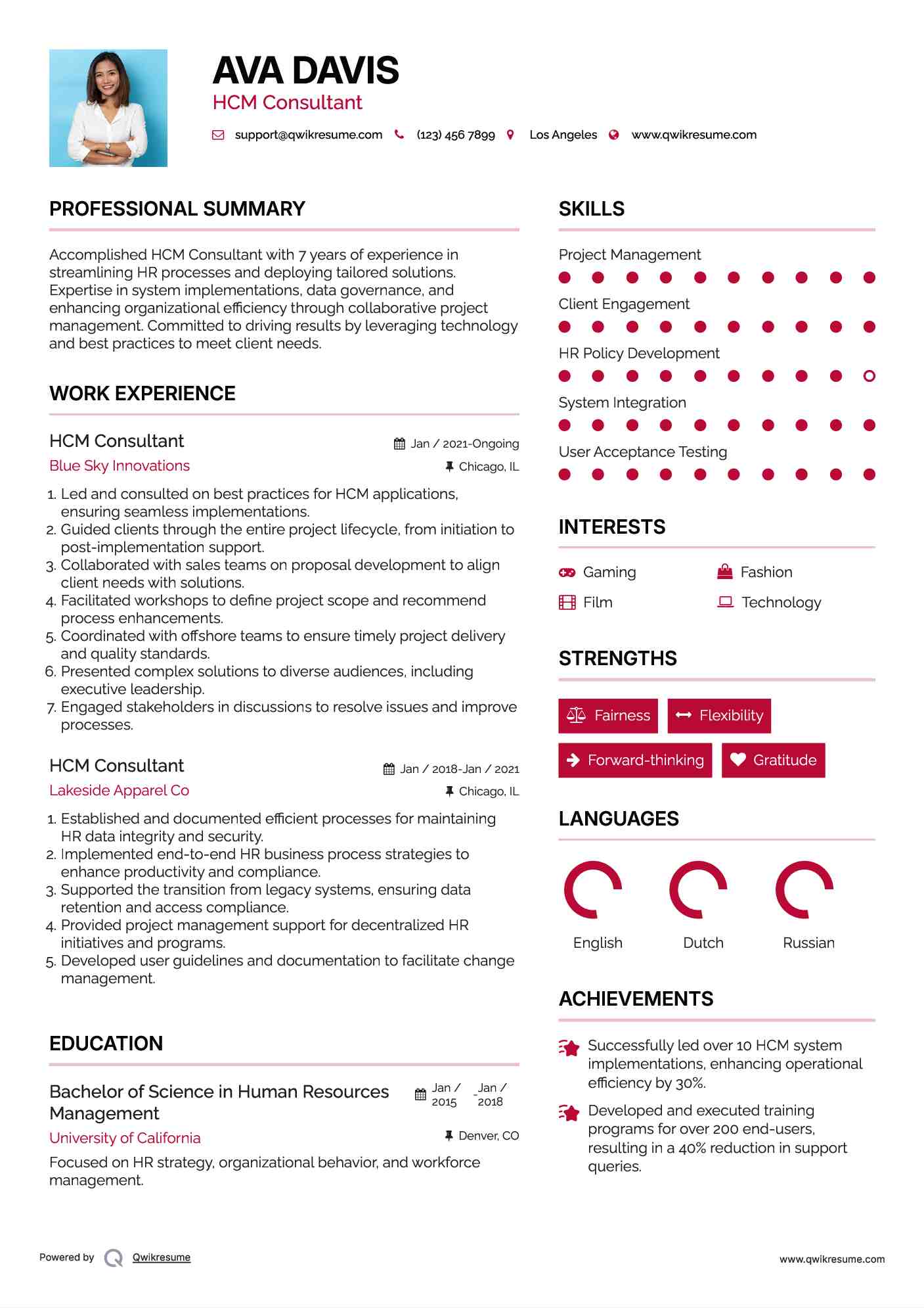 HCM Consultant Resume Format