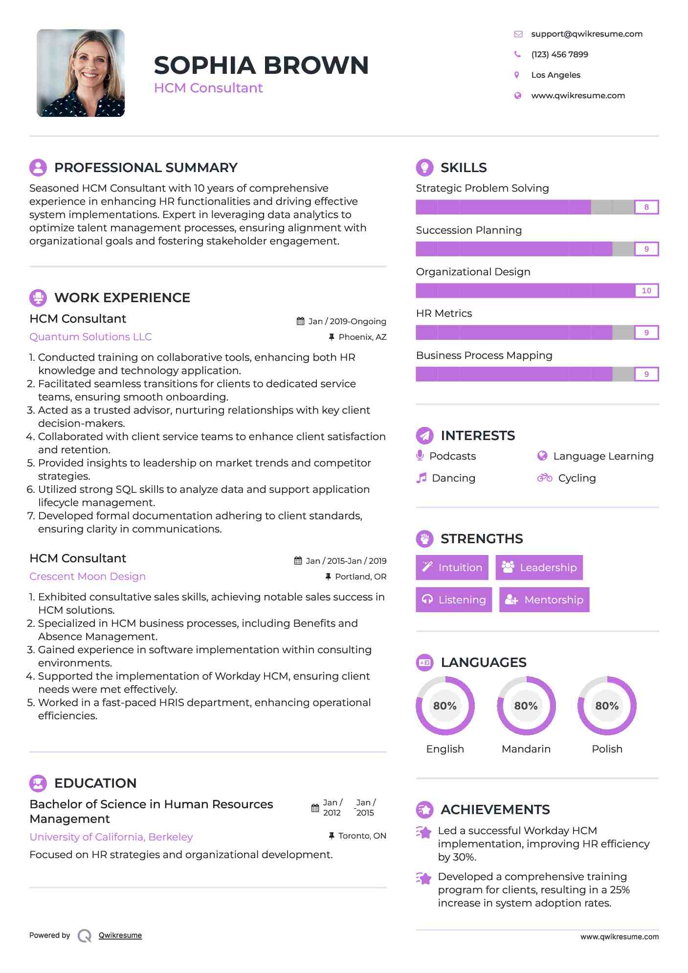 HCM Consultant Resume Template