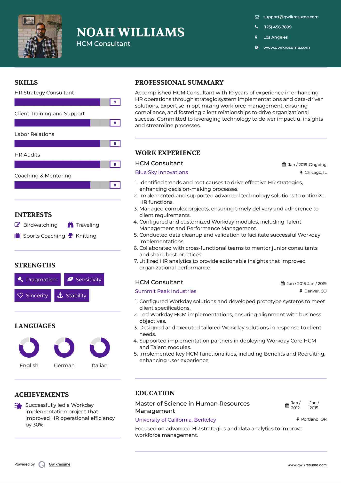 HCM Consultant Resume Template