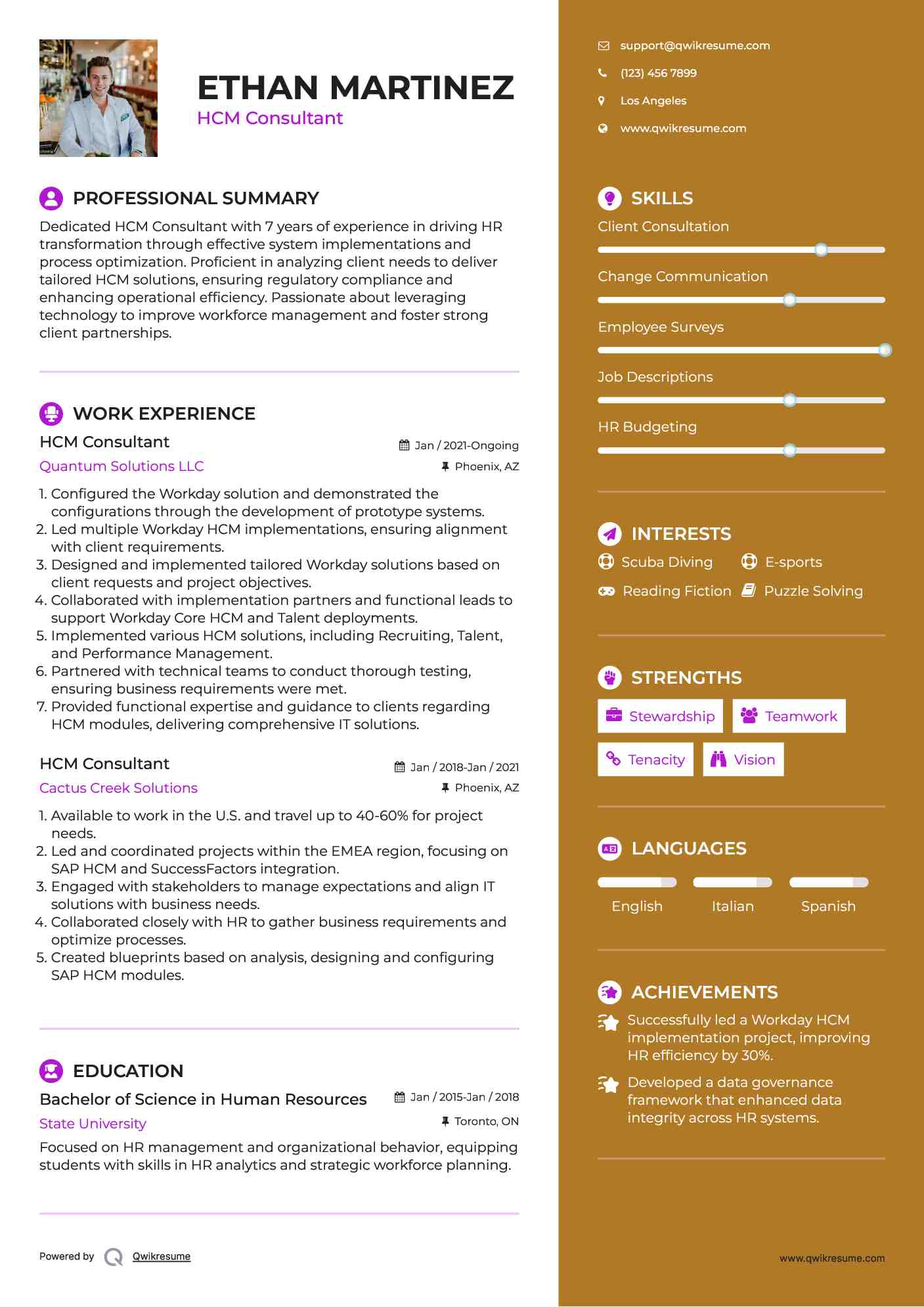 HCM Consultant Resume Template