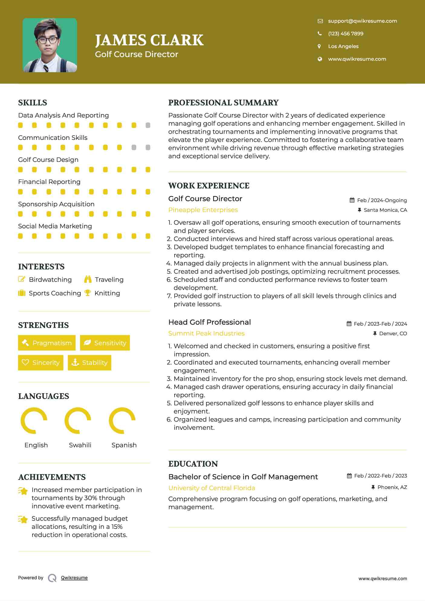 10 Head Golf Professional Resume - Head Golf Professional 1580302726 Pdf 