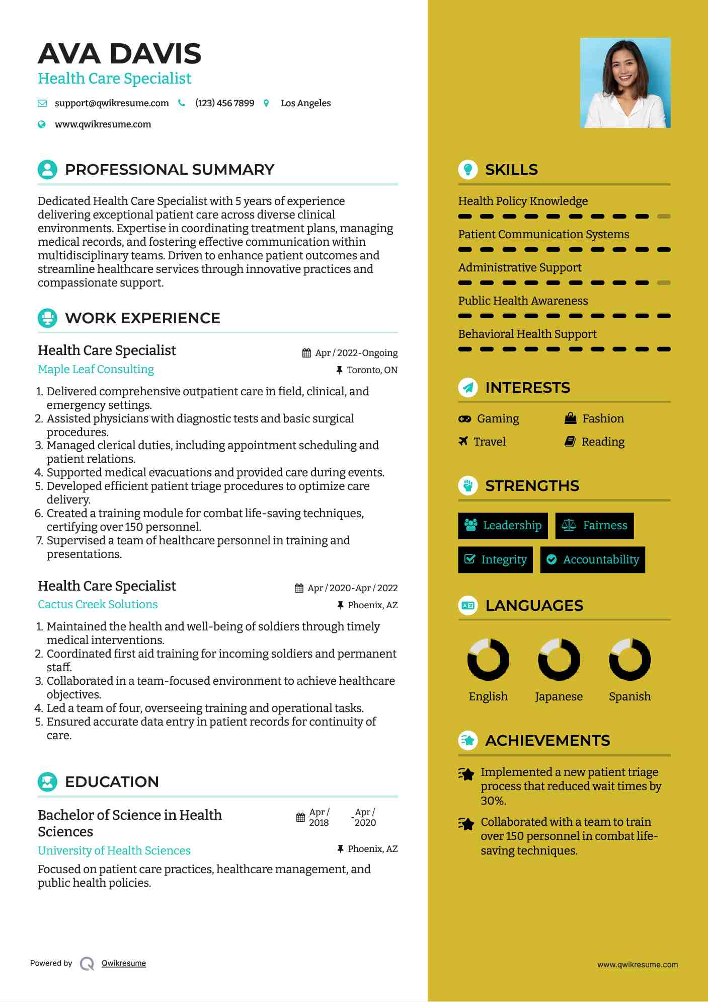 Health System Specialist Resume Nilafit