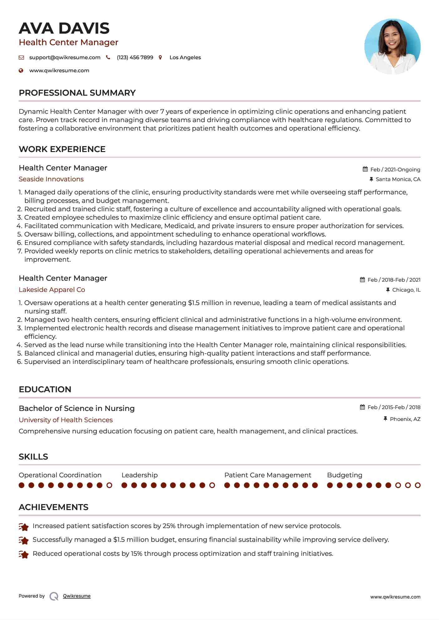 10+ Health Center Manager Resume Samples & Templates for 2025