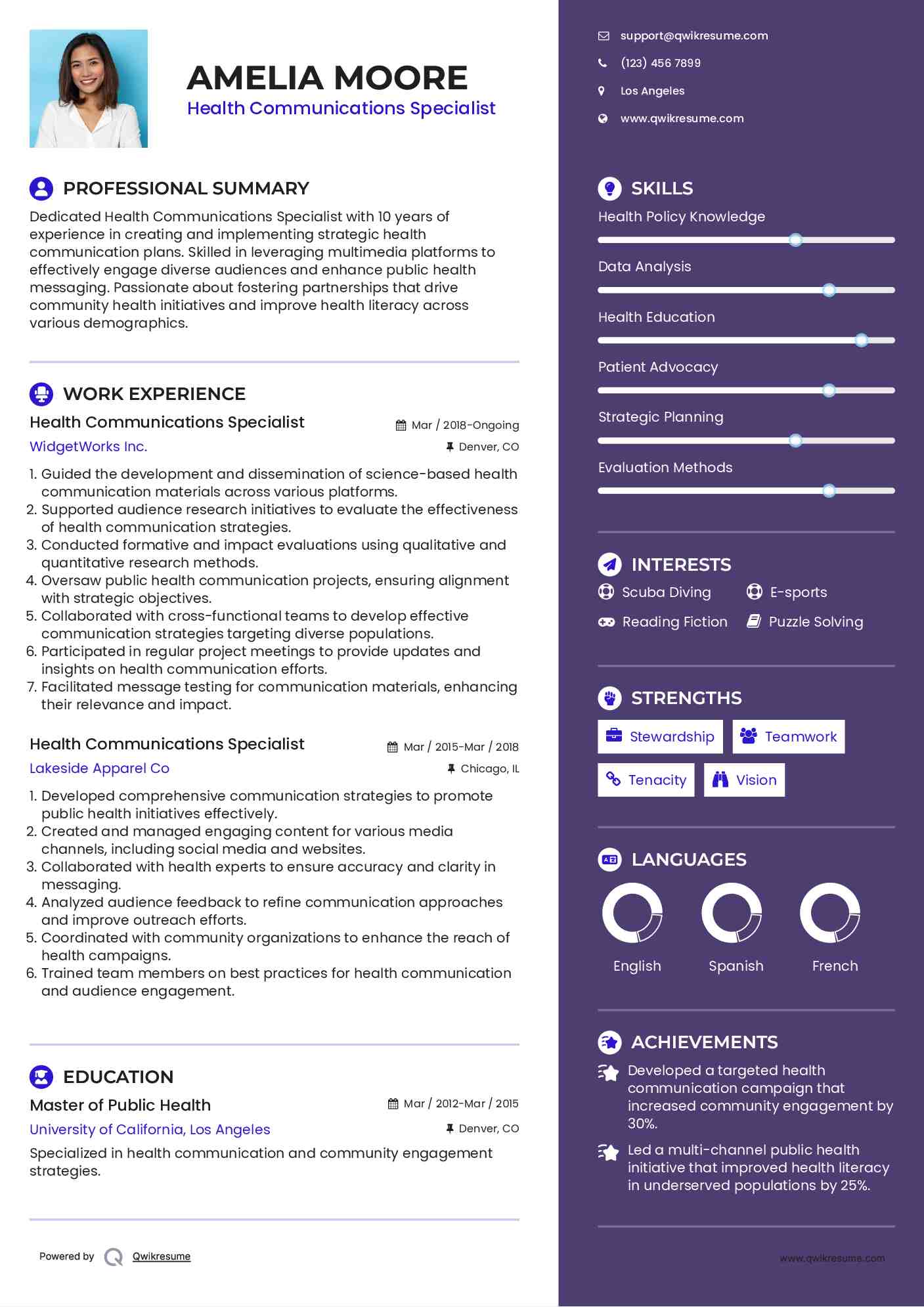 Health Communications Specialist Resume Format