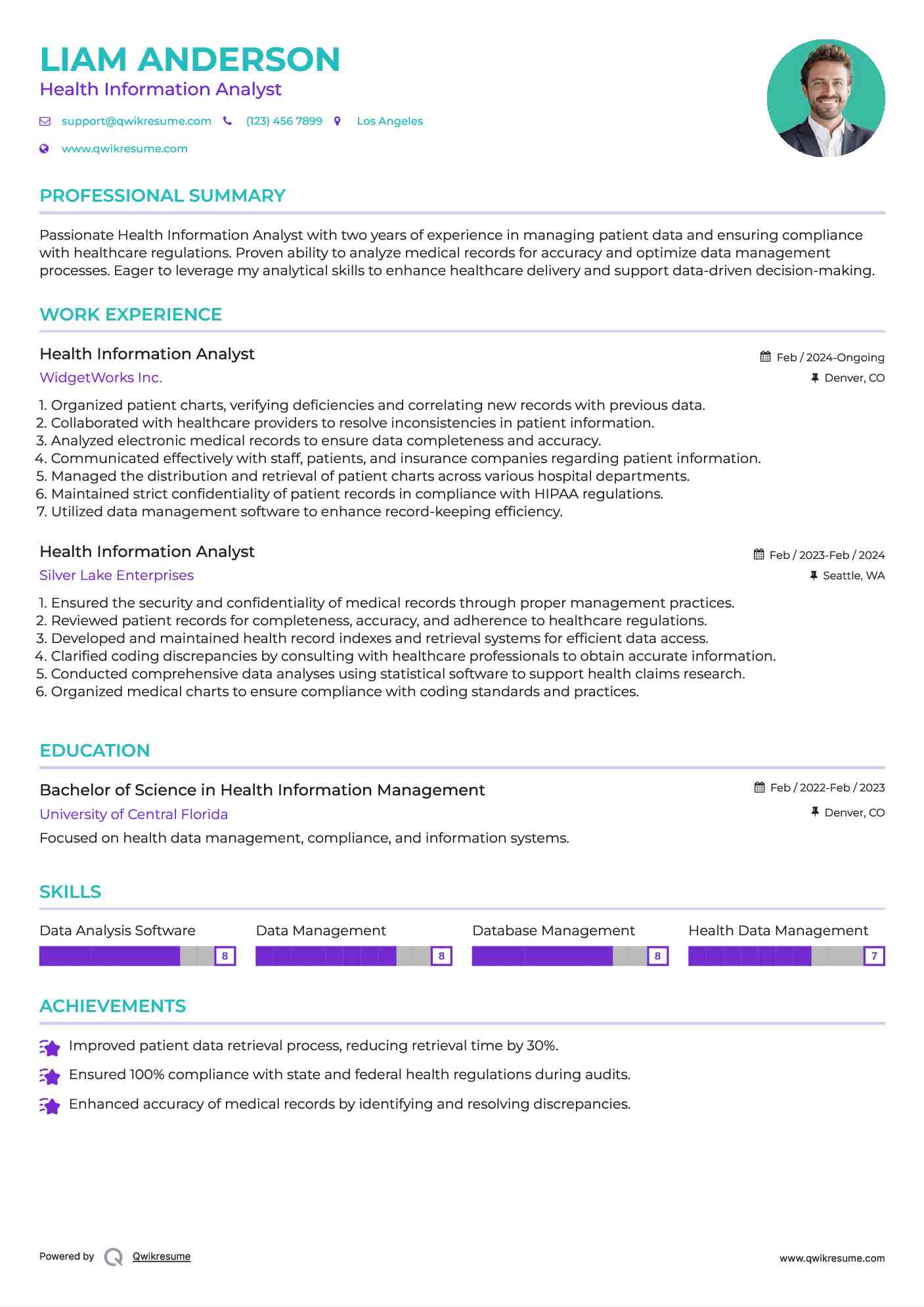 Health Information Analyst Resume Template
