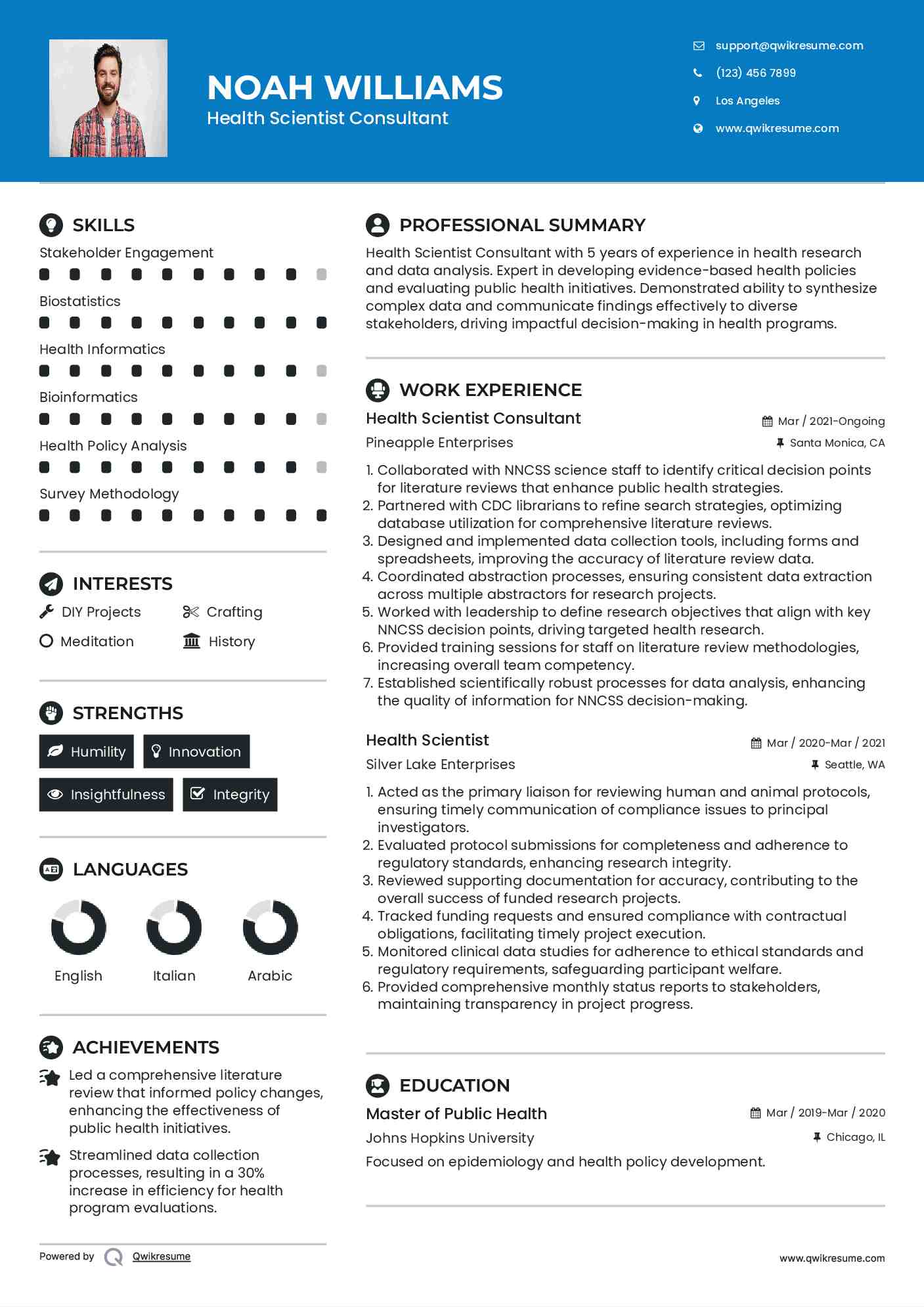 Health Scientist Consultant Resume Format