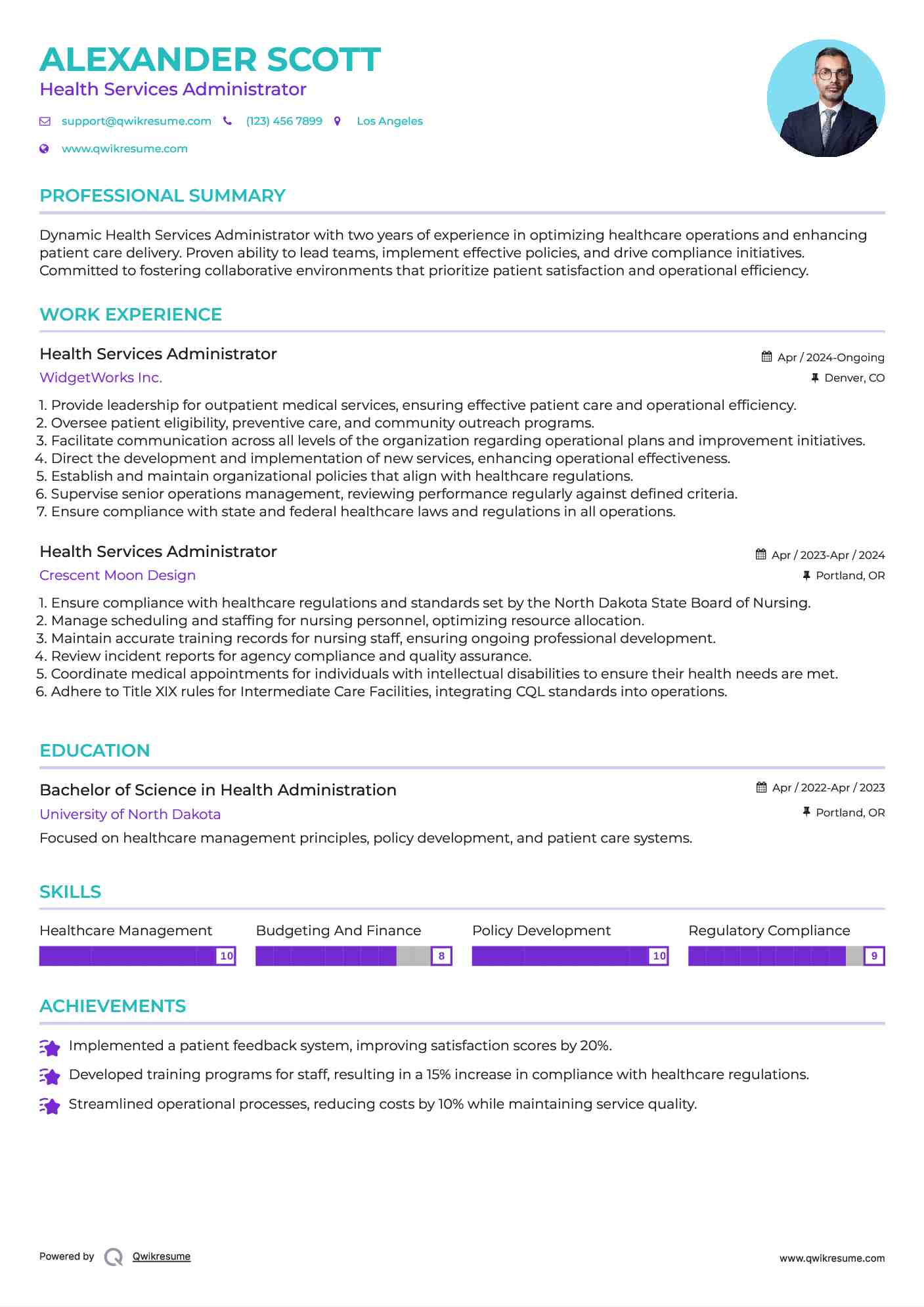 Health Services Administrator Resume Format