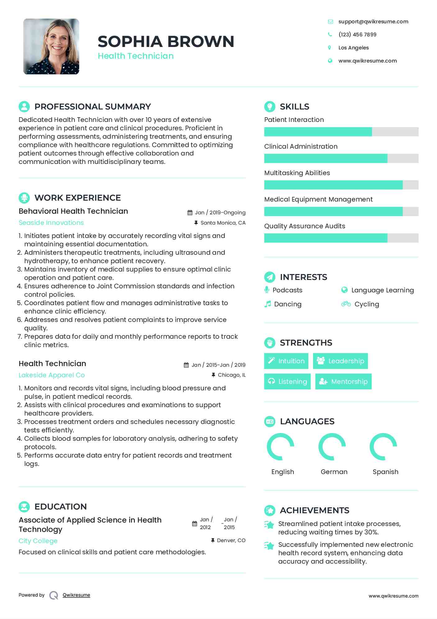 Behavioral Health Technician Resume Template
