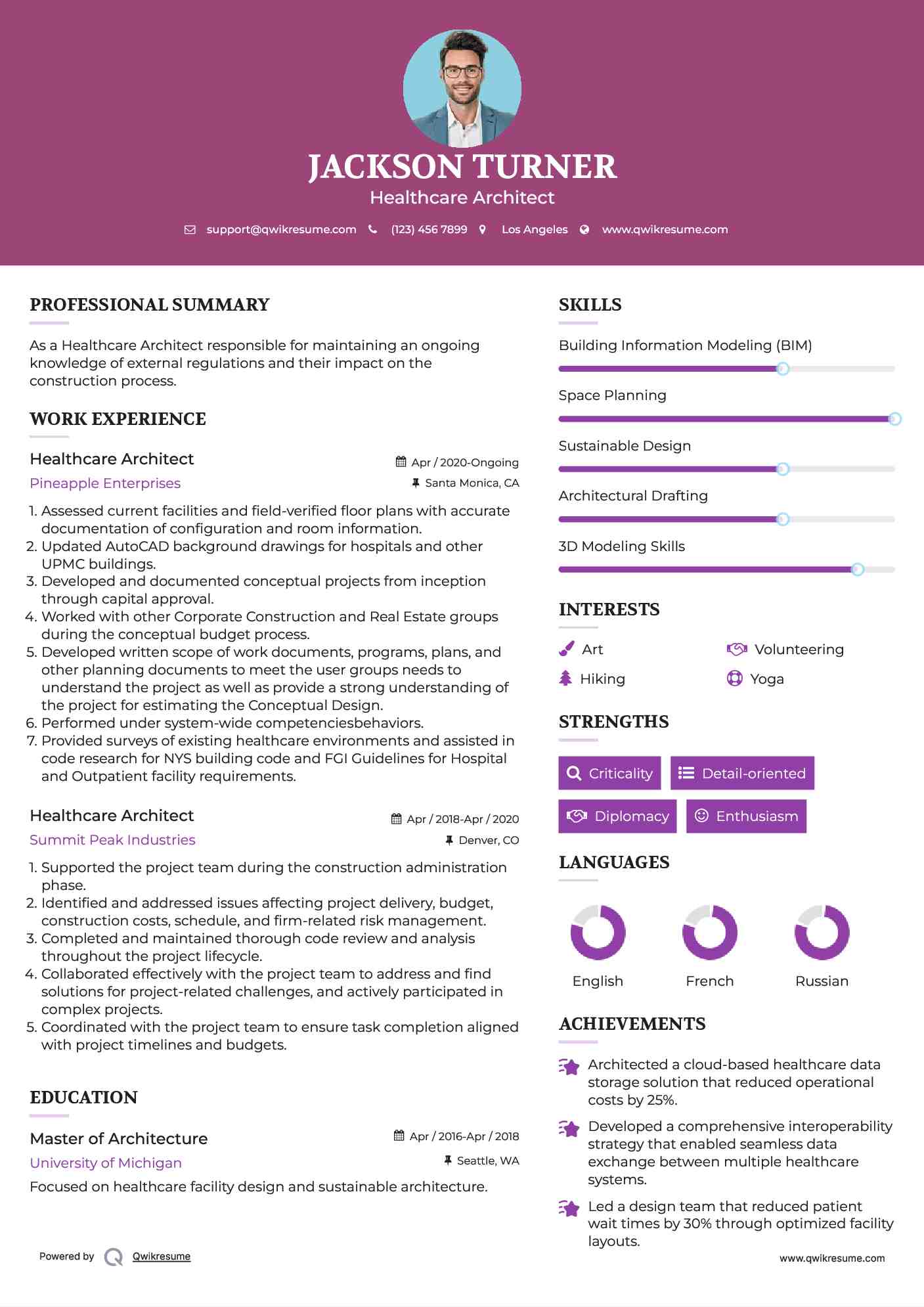 Healthcare Architect Resume Template