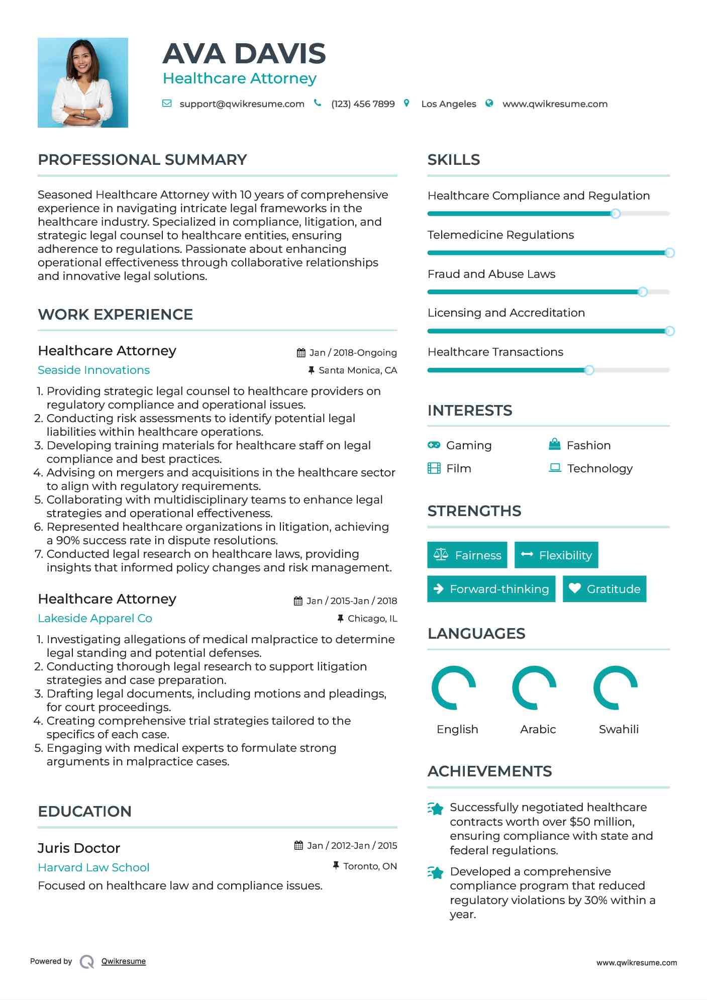 Healthcare Attorney Resume Format