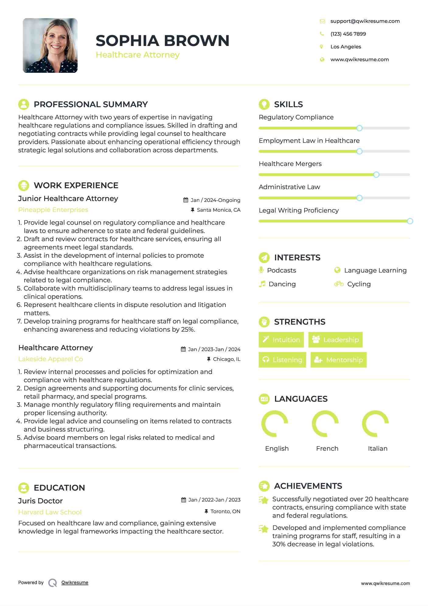 Junior Healthcare Attorney Resume Format