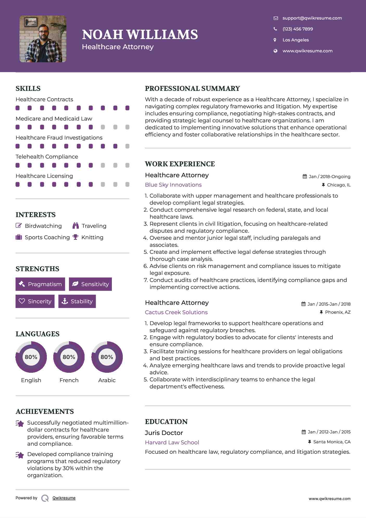 Healthcare Attorney Resume Model