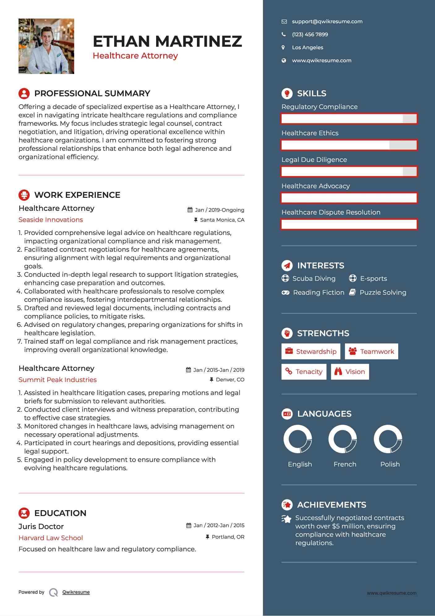 Healthcare Attorney Resume Model