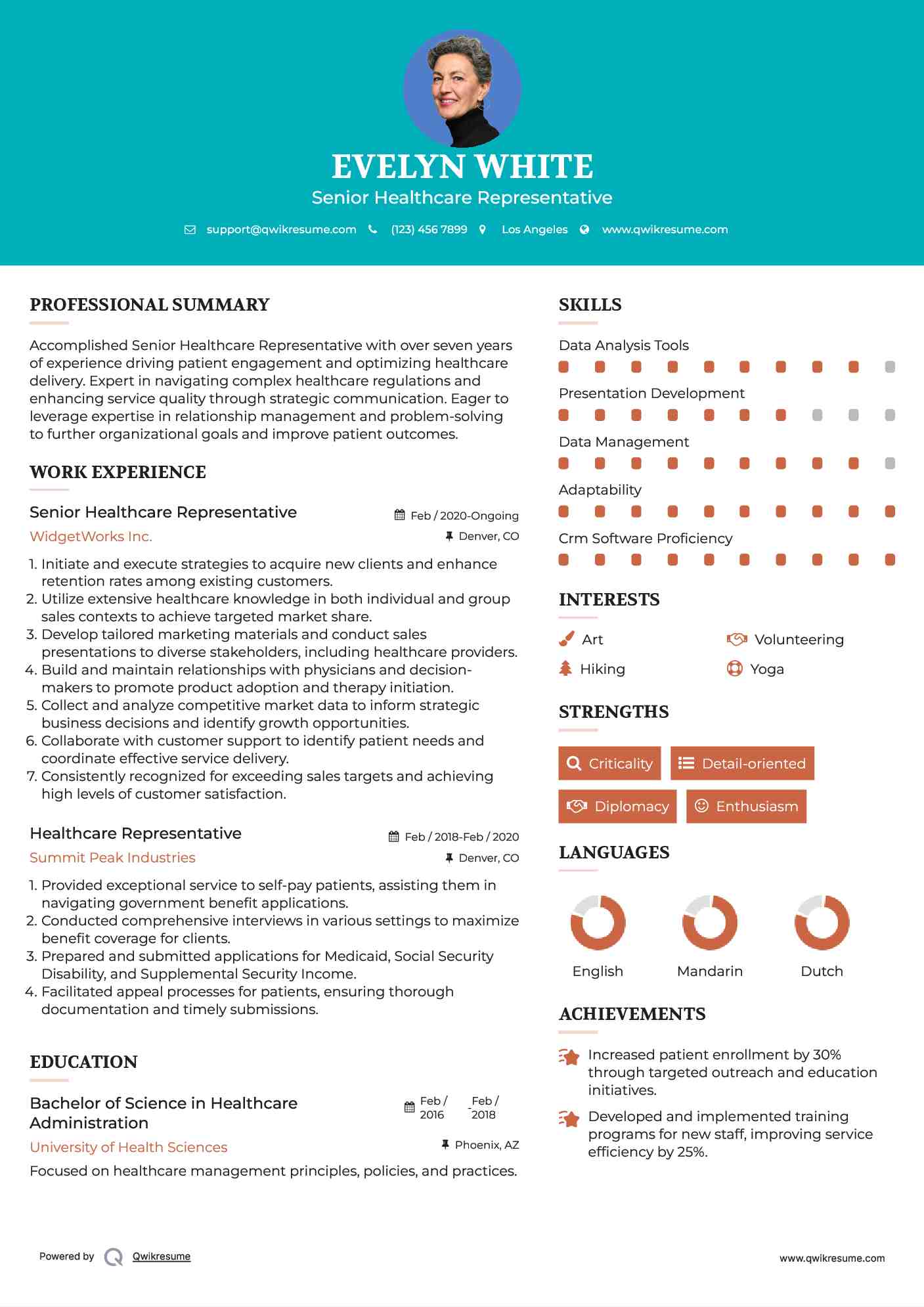 Senior Healthcare Representative Resume Template