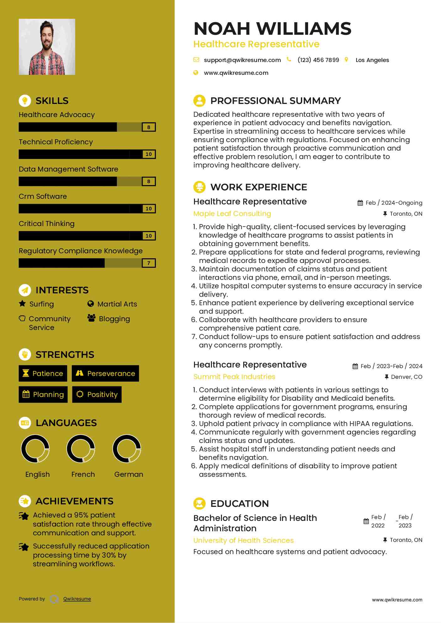 Healthcare Representative Resume Template