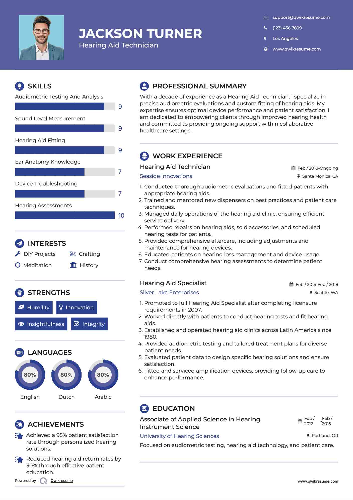 Hearing Aid Technician Resume Sample