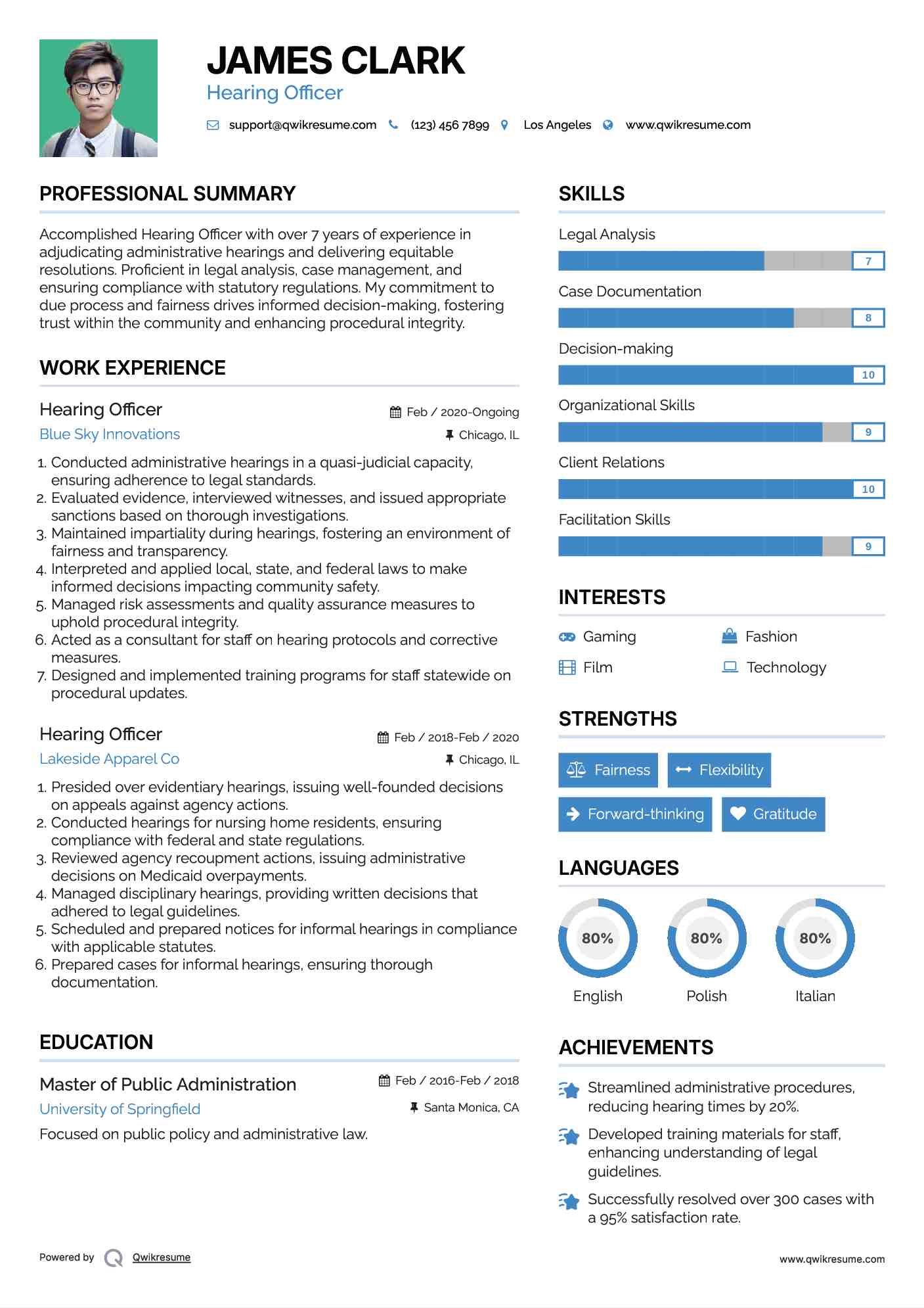 Hearing Officer Resume Samples QwikResume