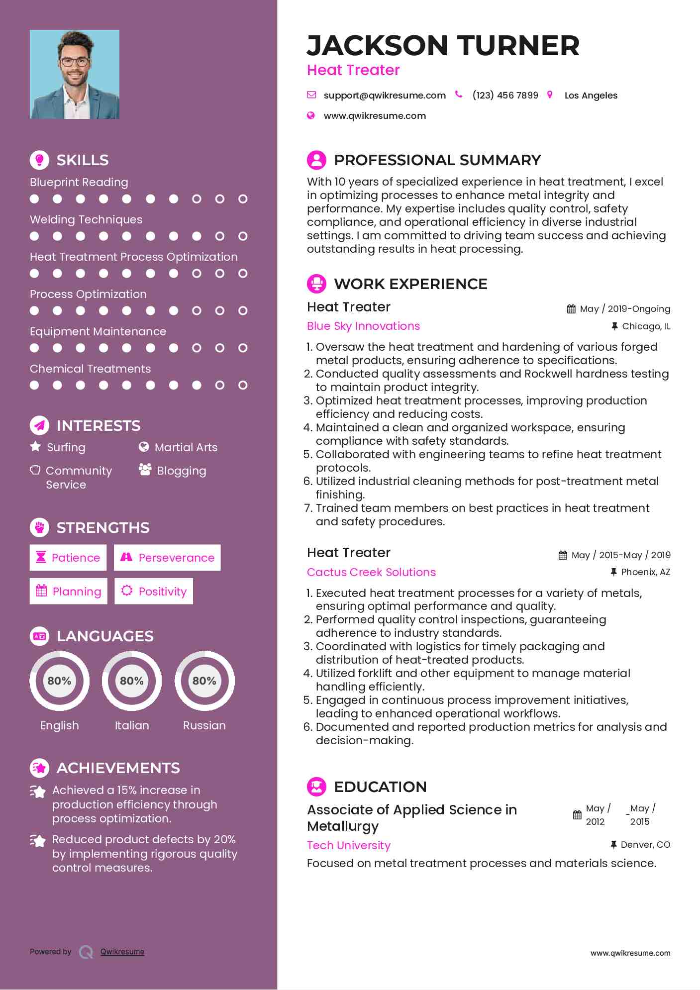 Heat Treater Resume Format