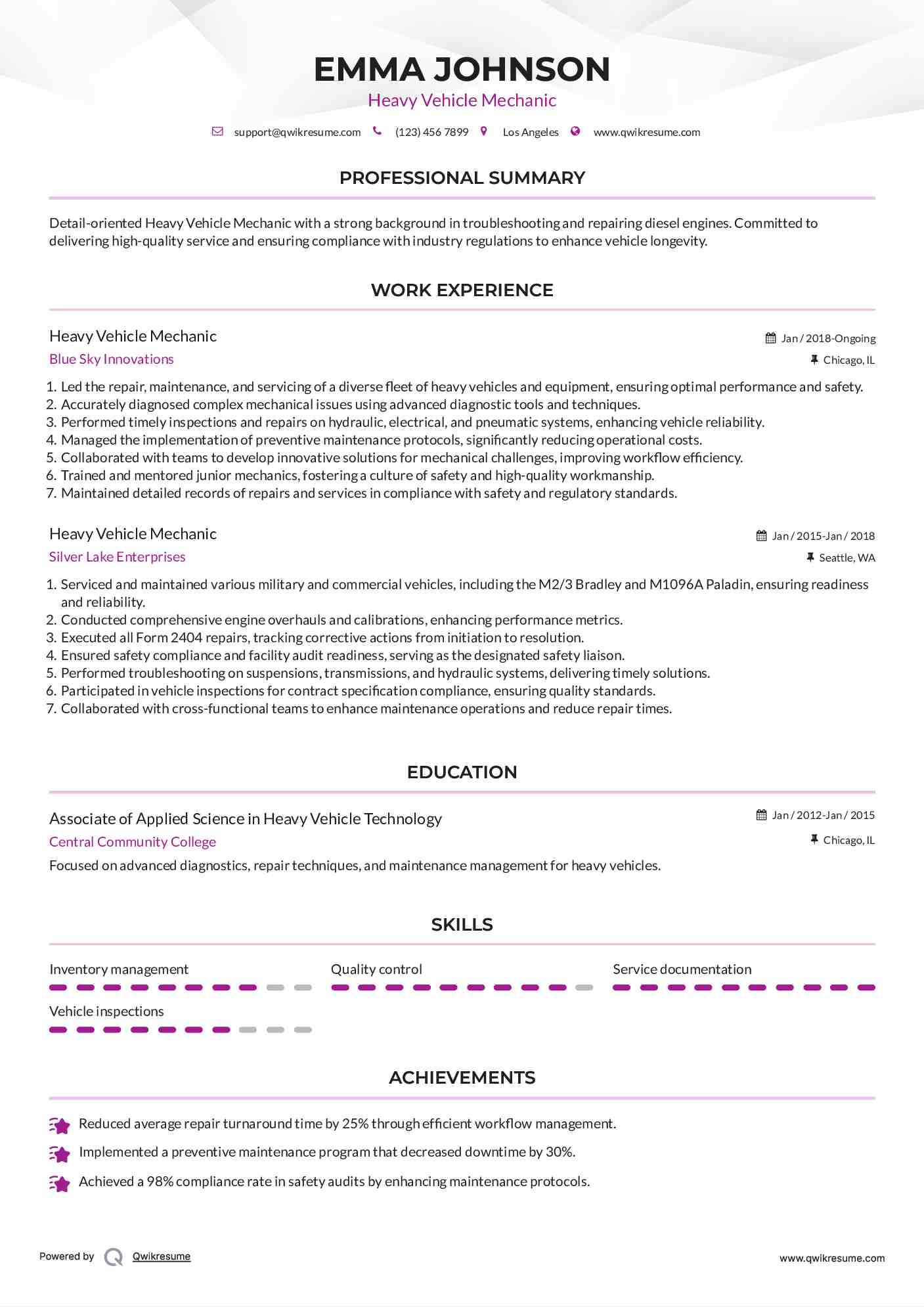 10 Heavy Vehicle Mechanic Resume - Heavy Vehicle Mechanic 1651908843 Pdf