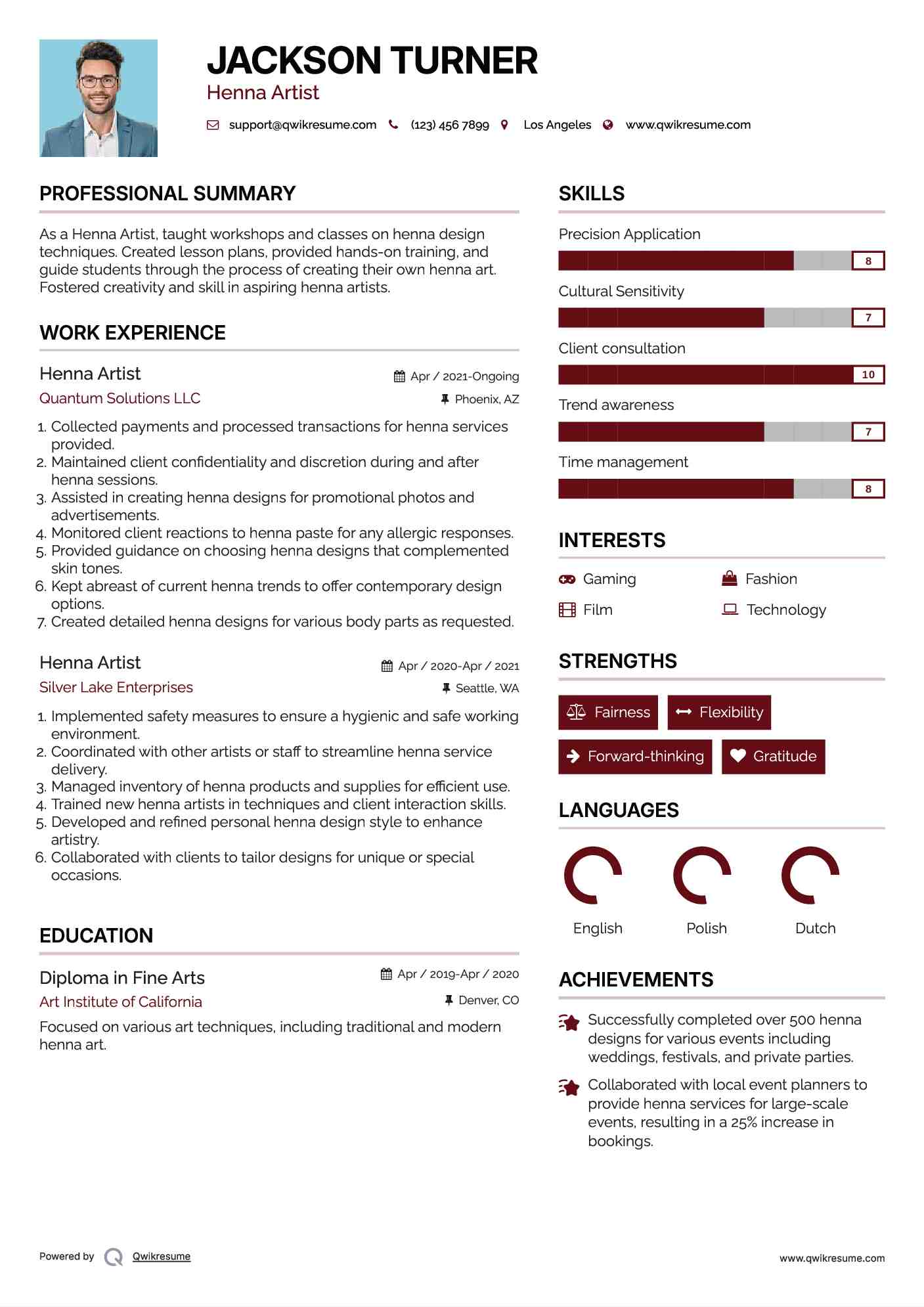 Henna Artist Resume Format