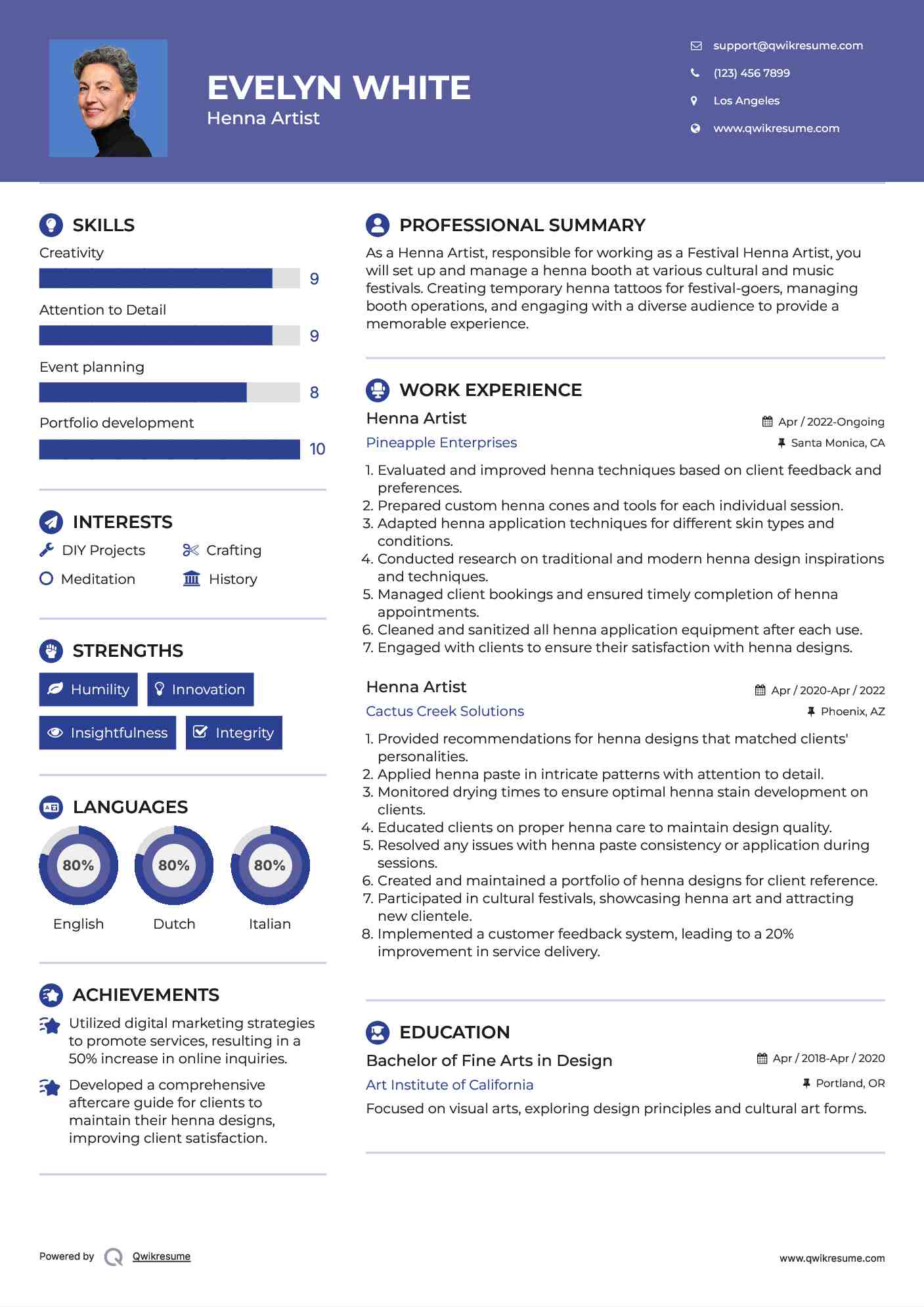 Henna Artist Resume Template