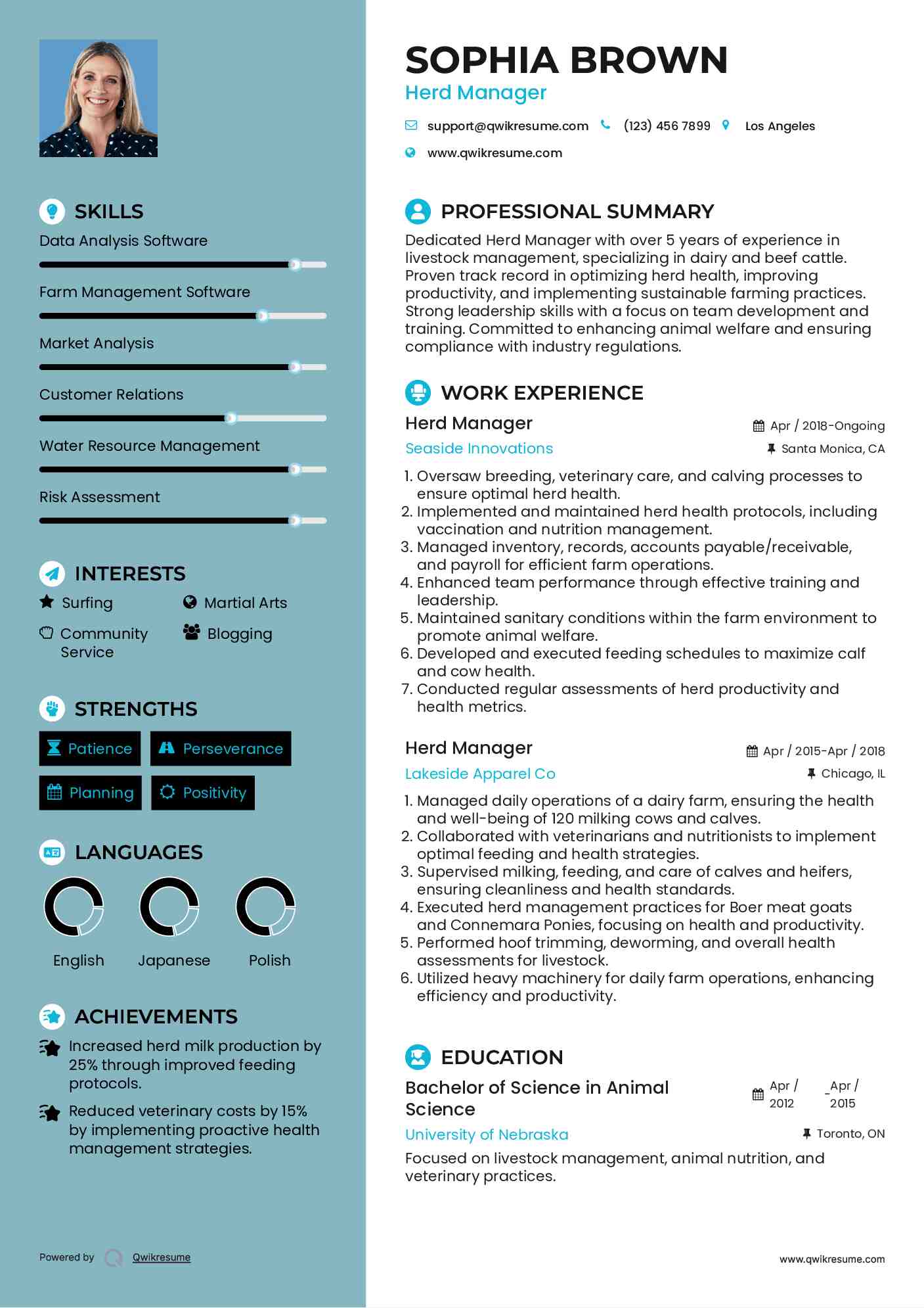 Herd Manager Resume Template