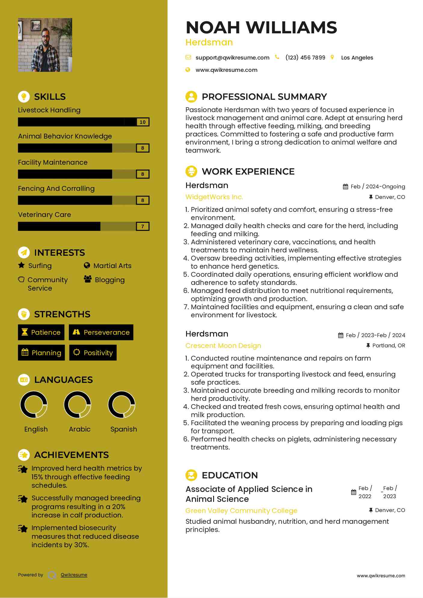 Herdsman Resume Model