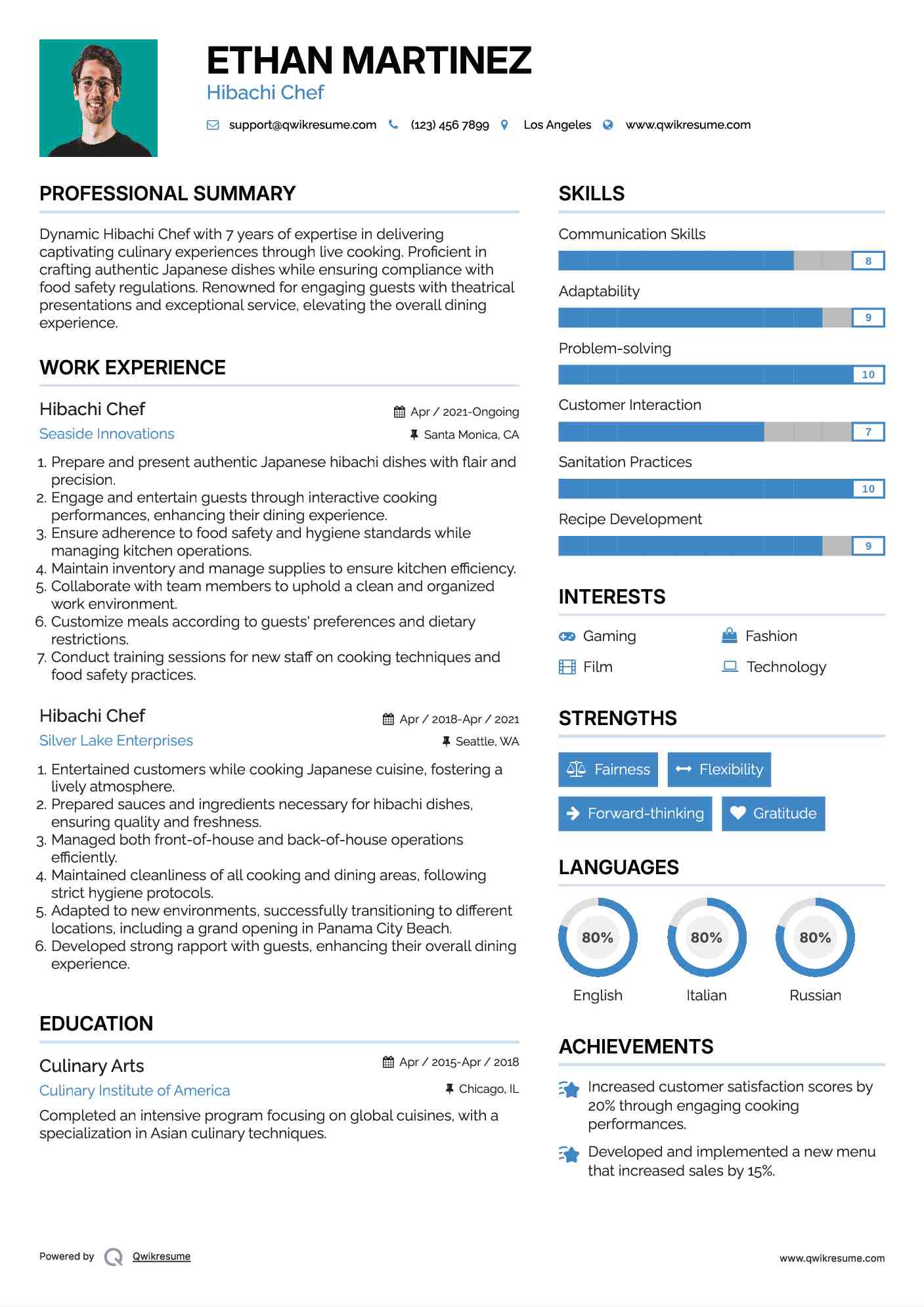 Hibachi Chef Resume Template