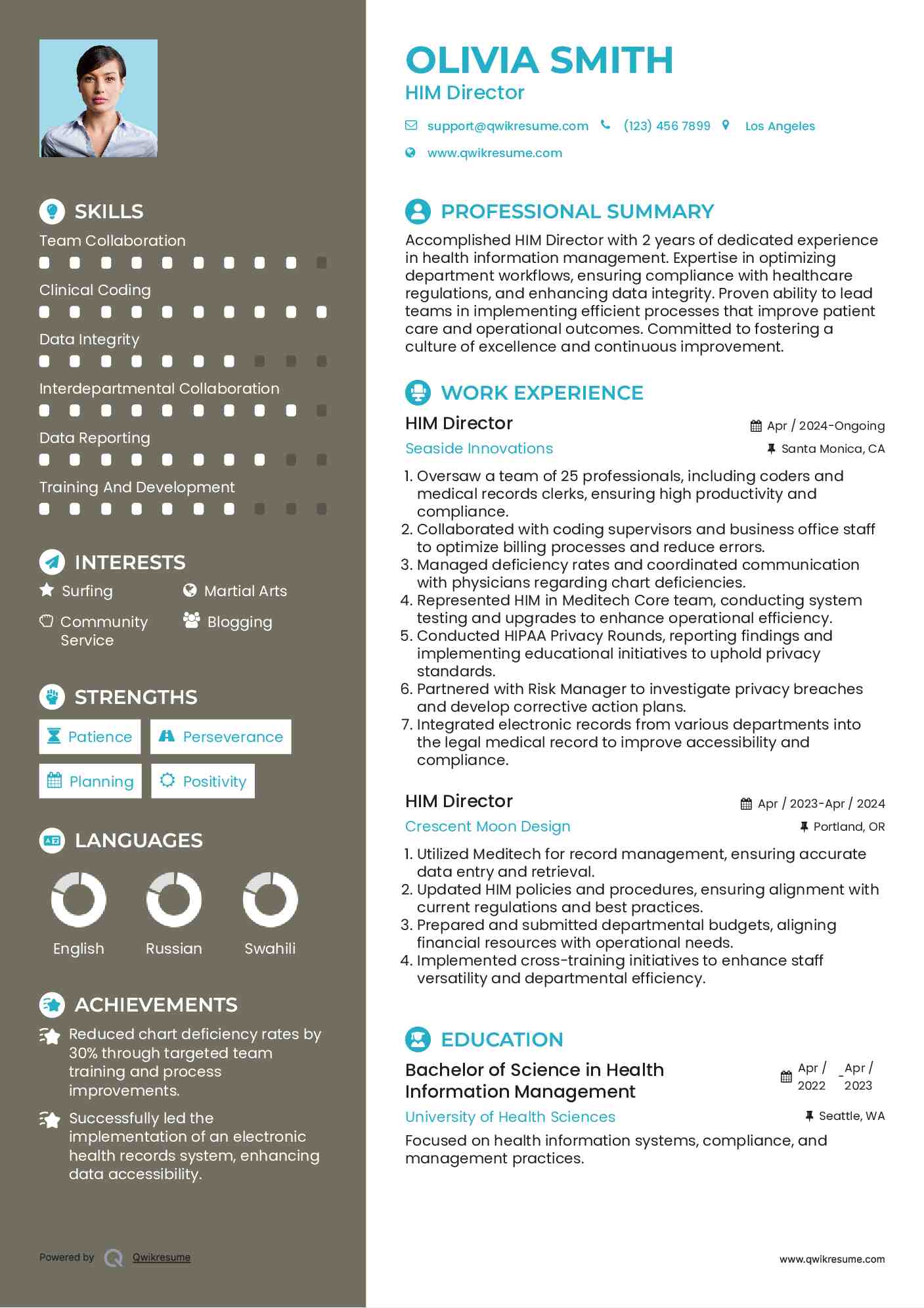 HIM Director Resume Template