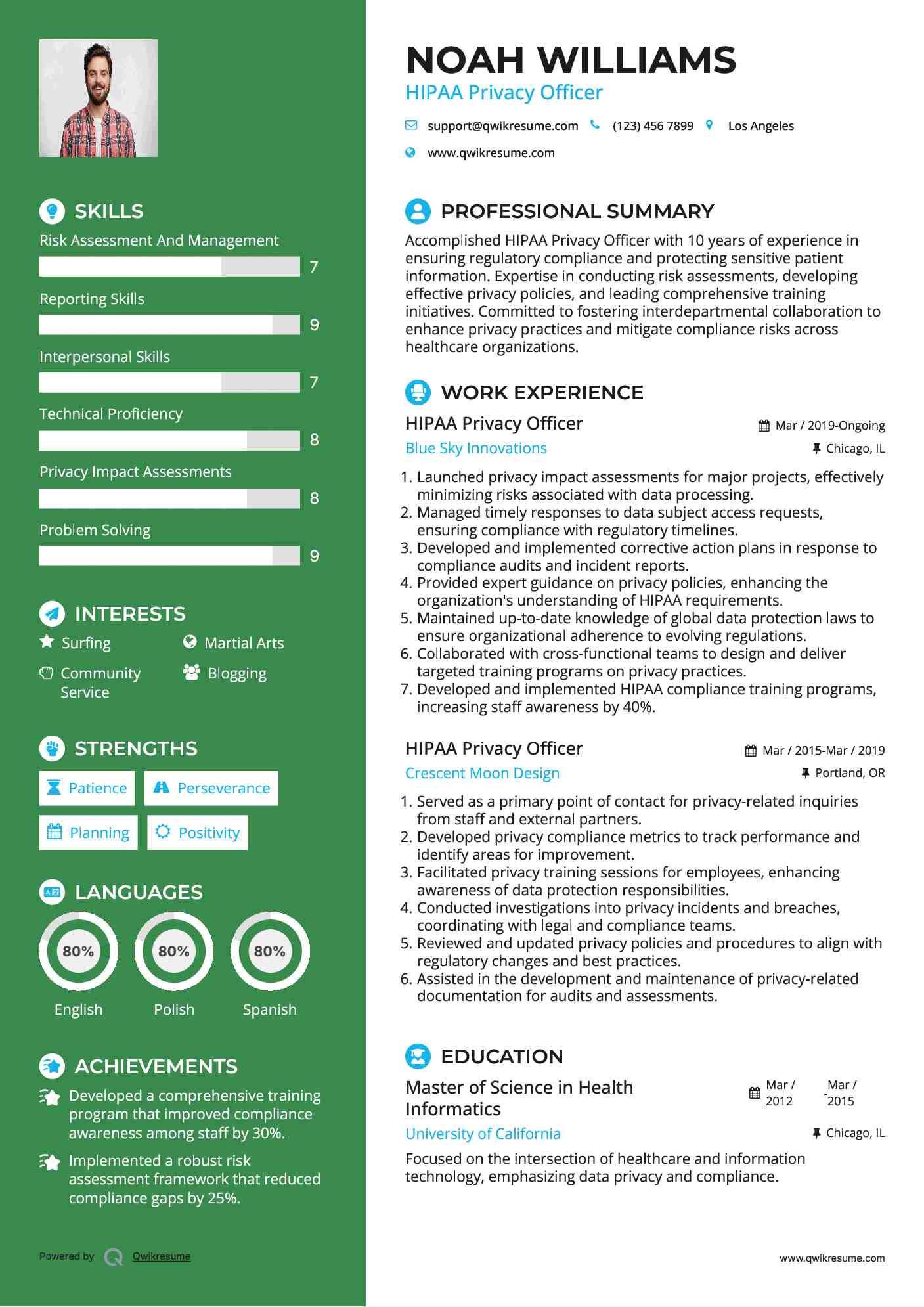 HIPAA Privacy Officer Resume Format