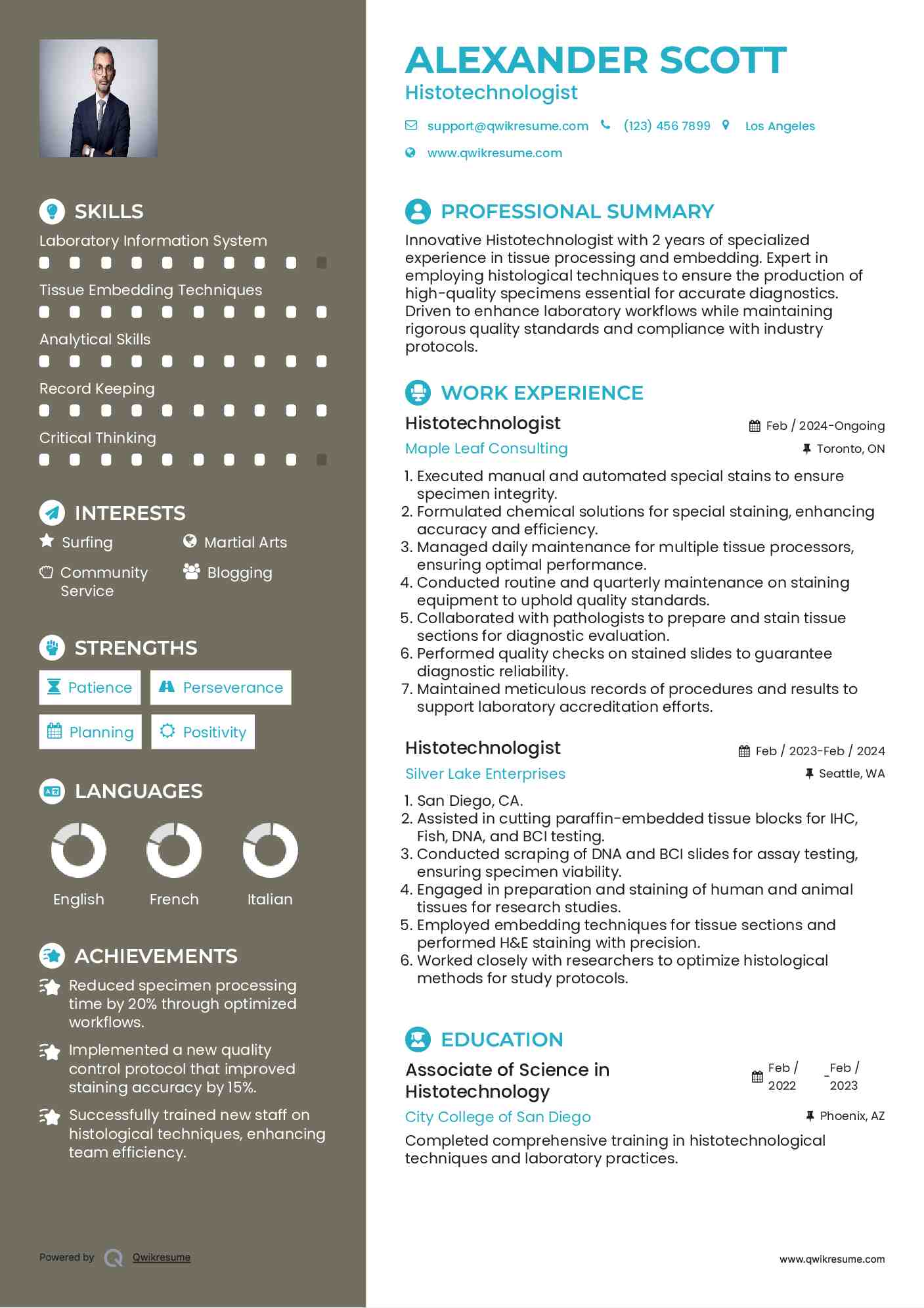 Histotechnologist Resume Template