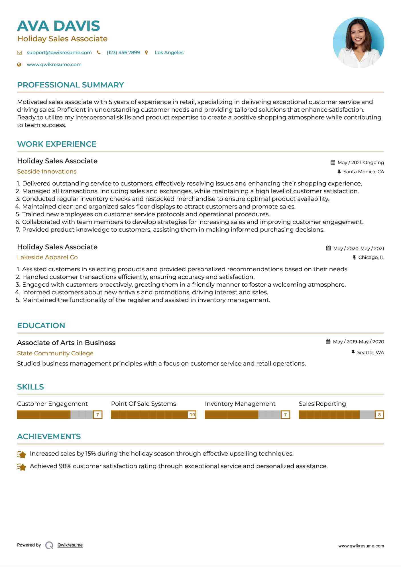 Holiday Sales Associate Resume Template
