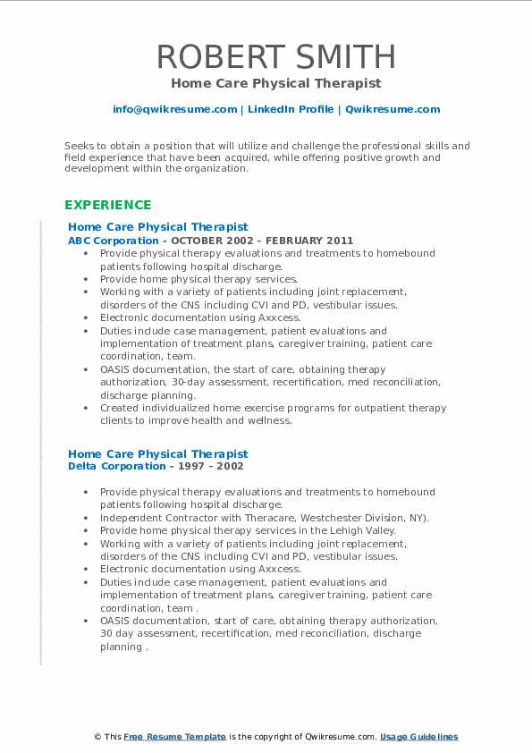 Home Care Physical Therapist Resume - Home Care Physical Therapist 1634980264 Pdf 