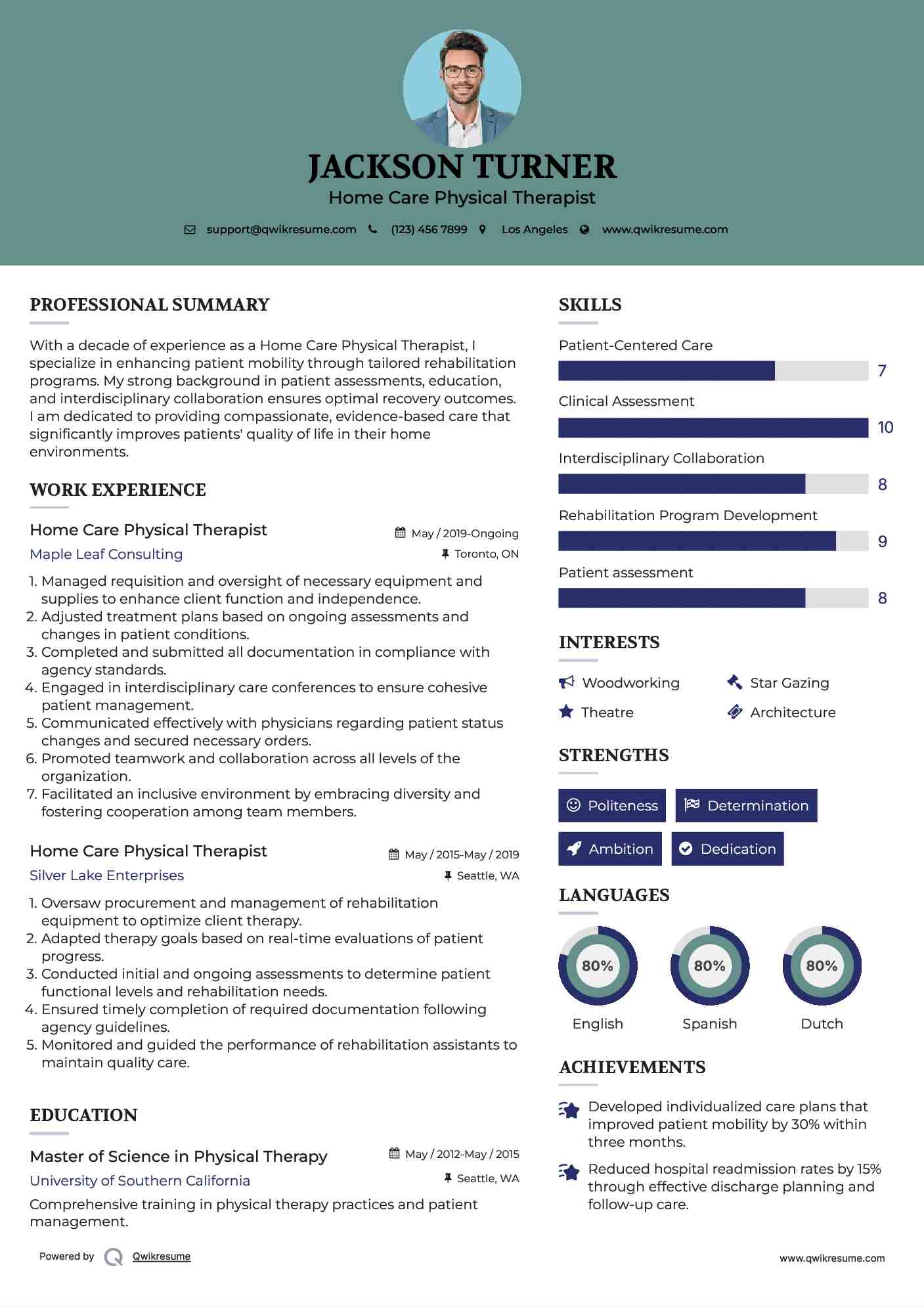 Home Care Physical Therapist Resume Format